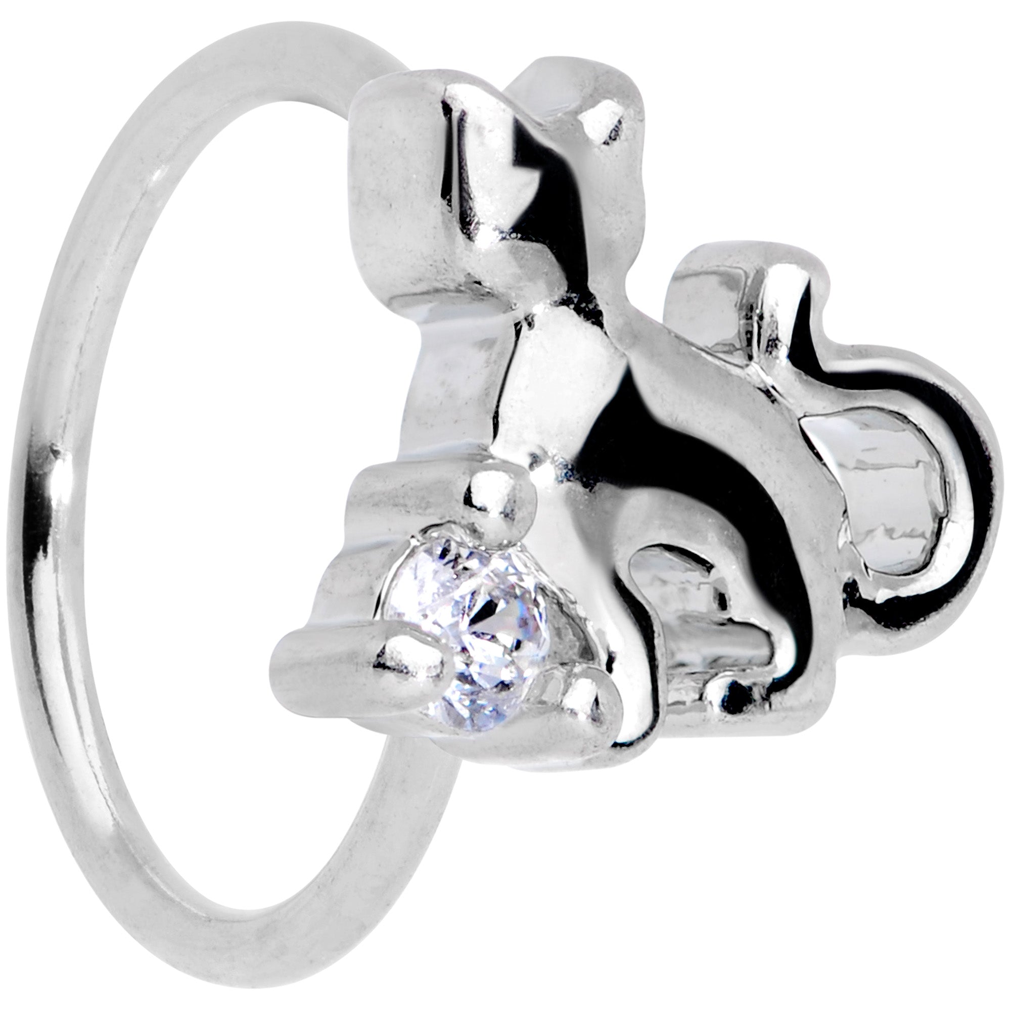 20G 5/16 Clear CZ Gem Elegant Cat Nose Hoop