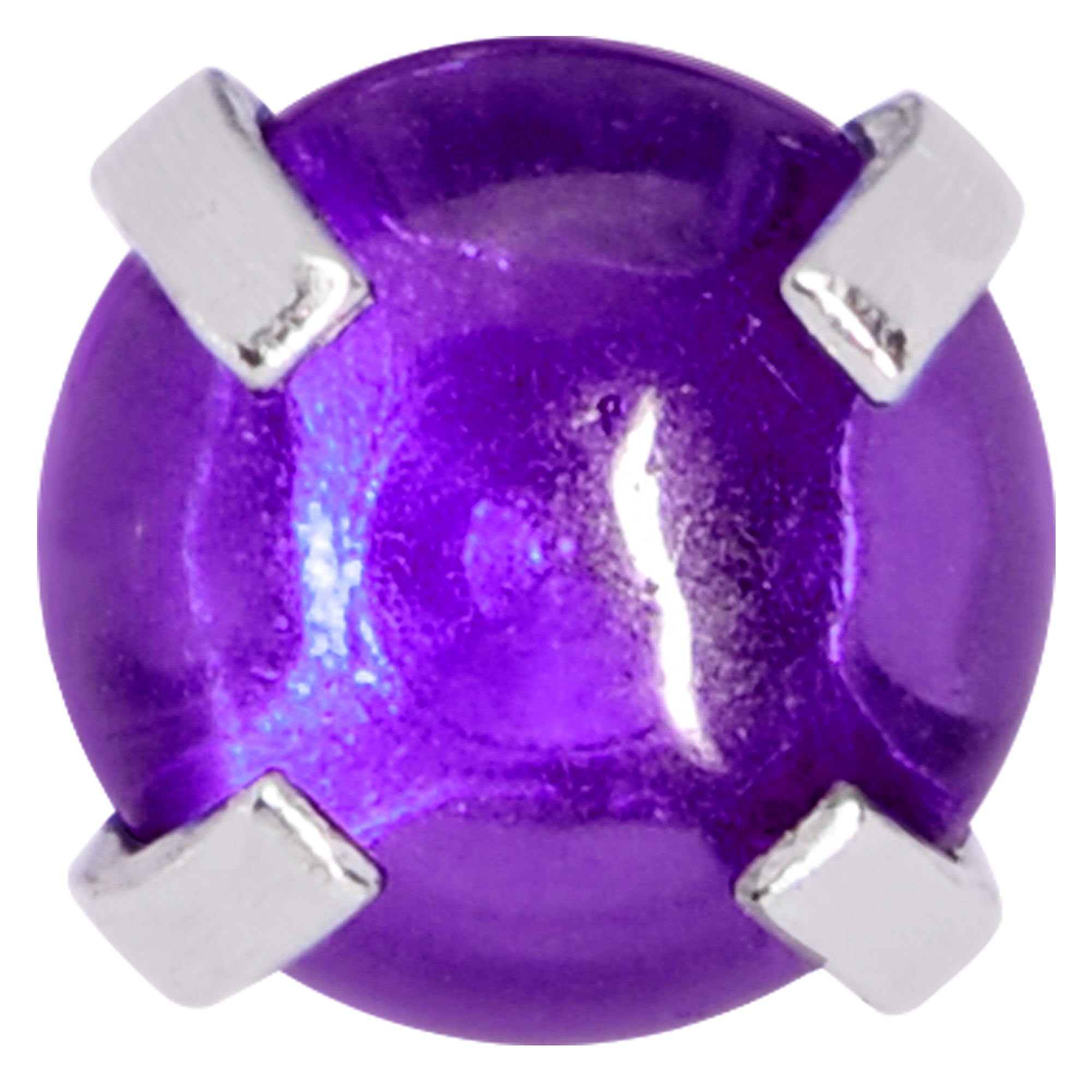 16G 1/4 Purple CZ Gem Smooth Hemisphere Cartilage Tragus Earring