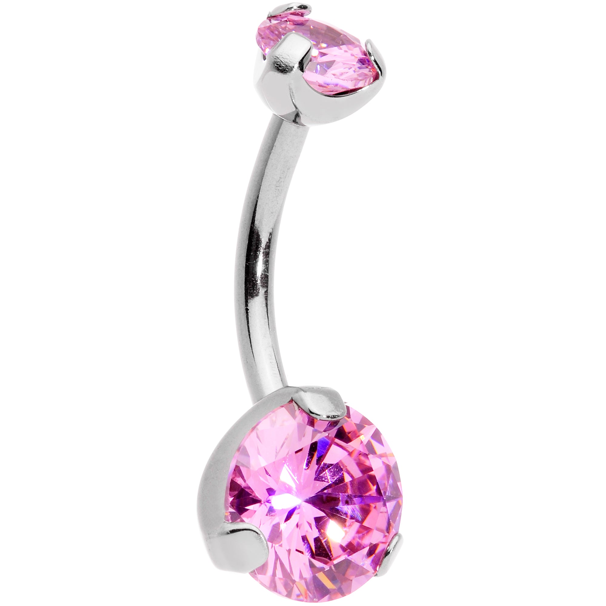 Pink CZ Gem Grade 23 Titanium Internally Threaded Belly Ring