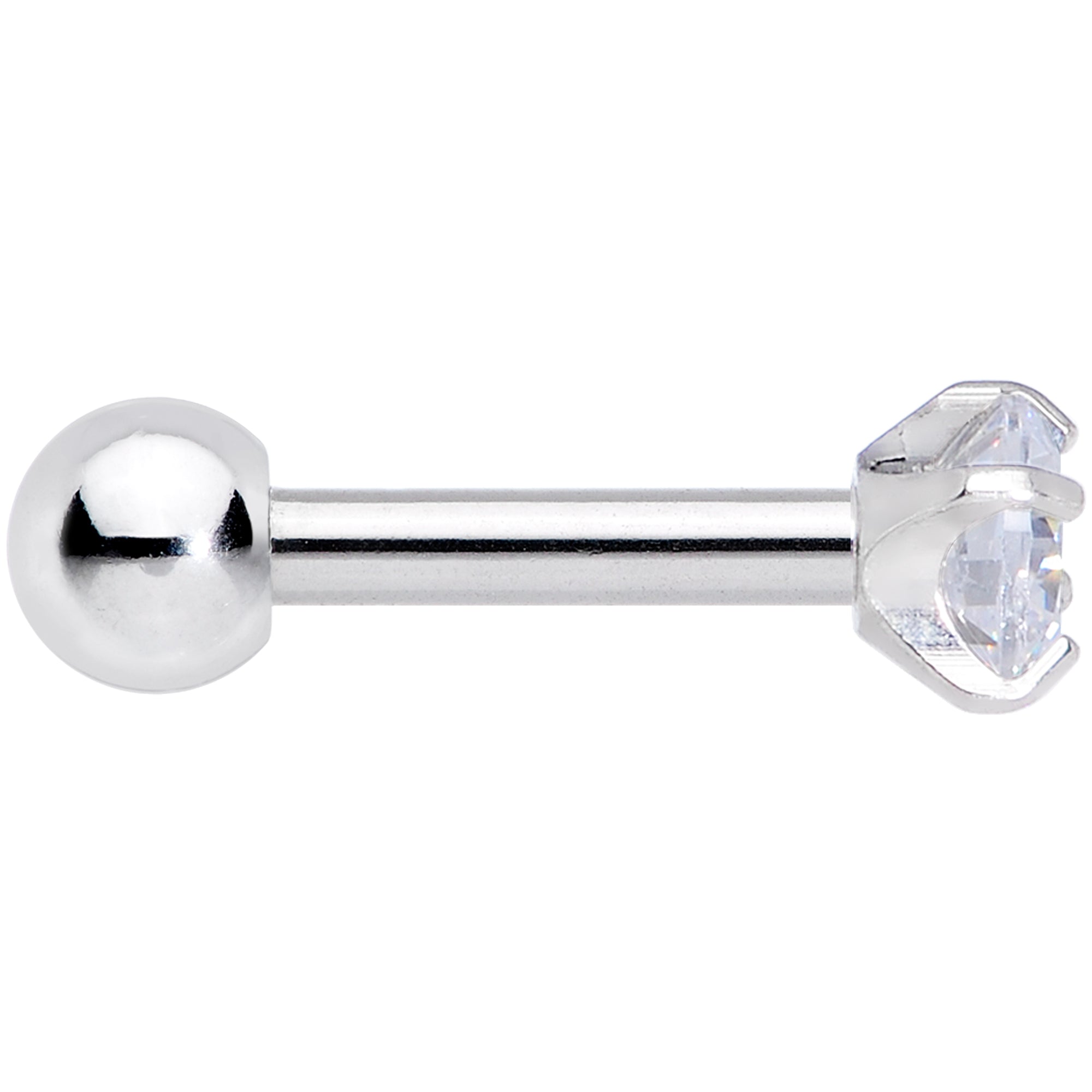 16G 1/4 Clear CZ Gem G23 Titanium 3mm Cartilage Tragus Earring