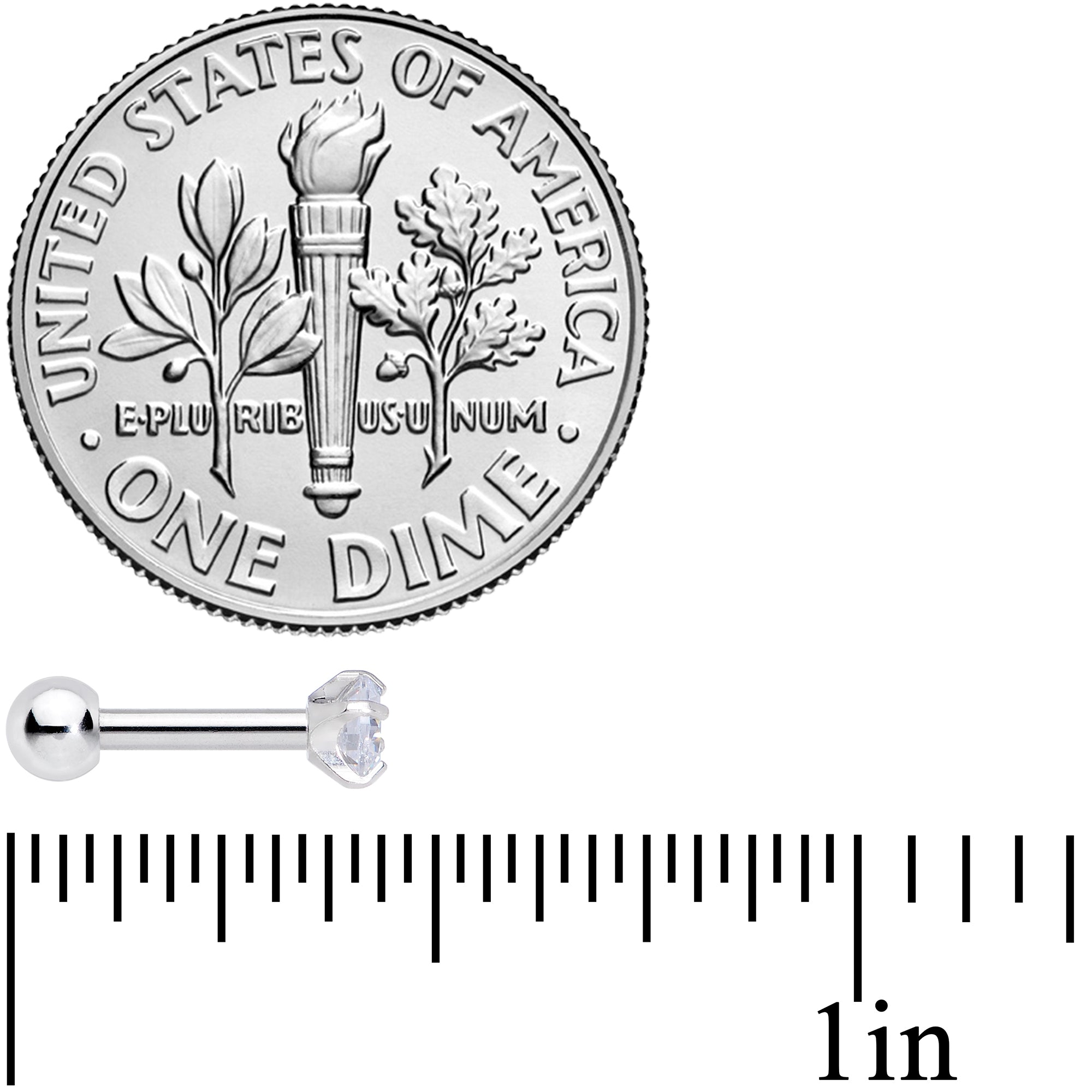 16G 1/4 Clear CZ Gem G23 Titanium 3mm Cartilage Tragus Earring