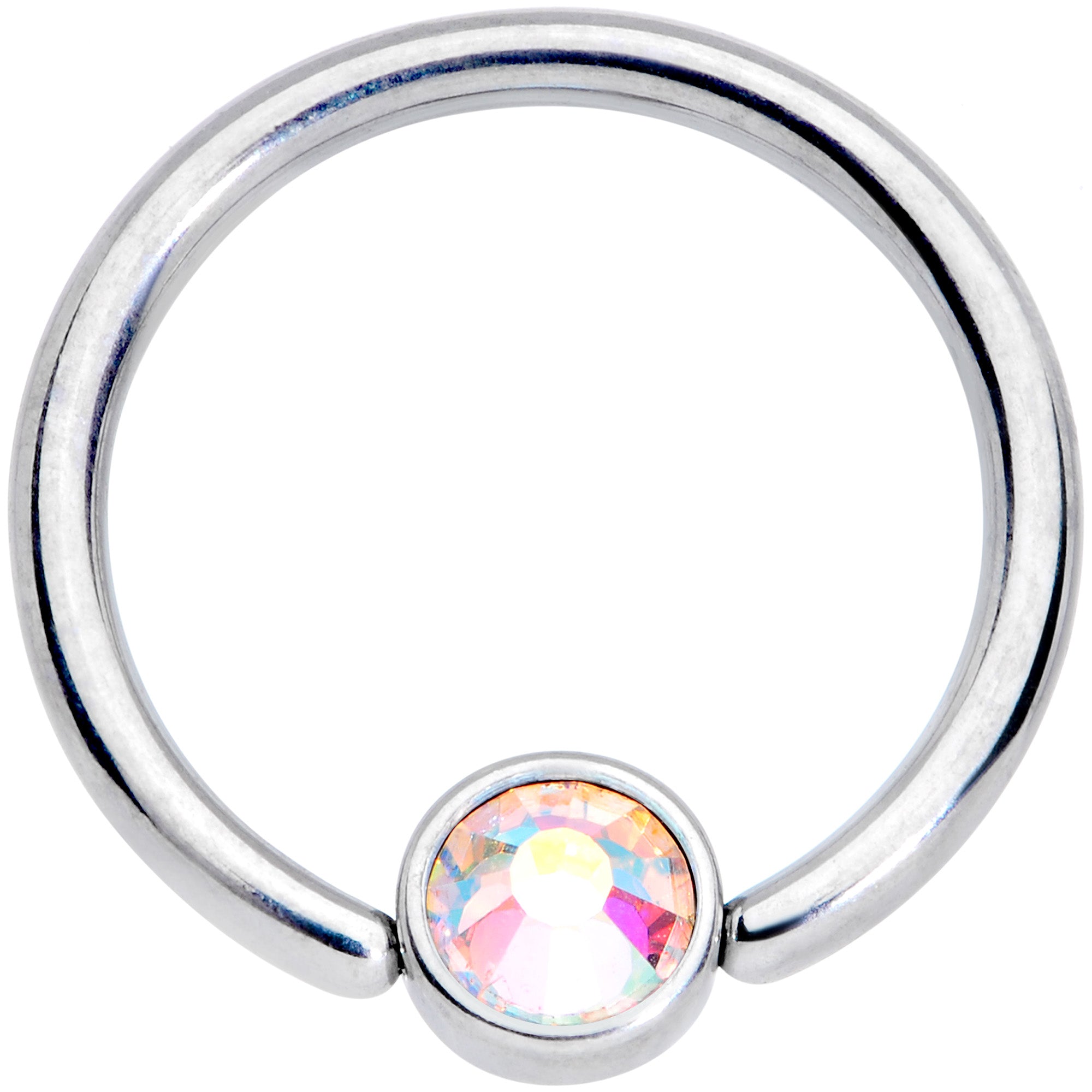 16G 3/8 Aurora Gem 4mm Disc BCR Ball Closure Ring