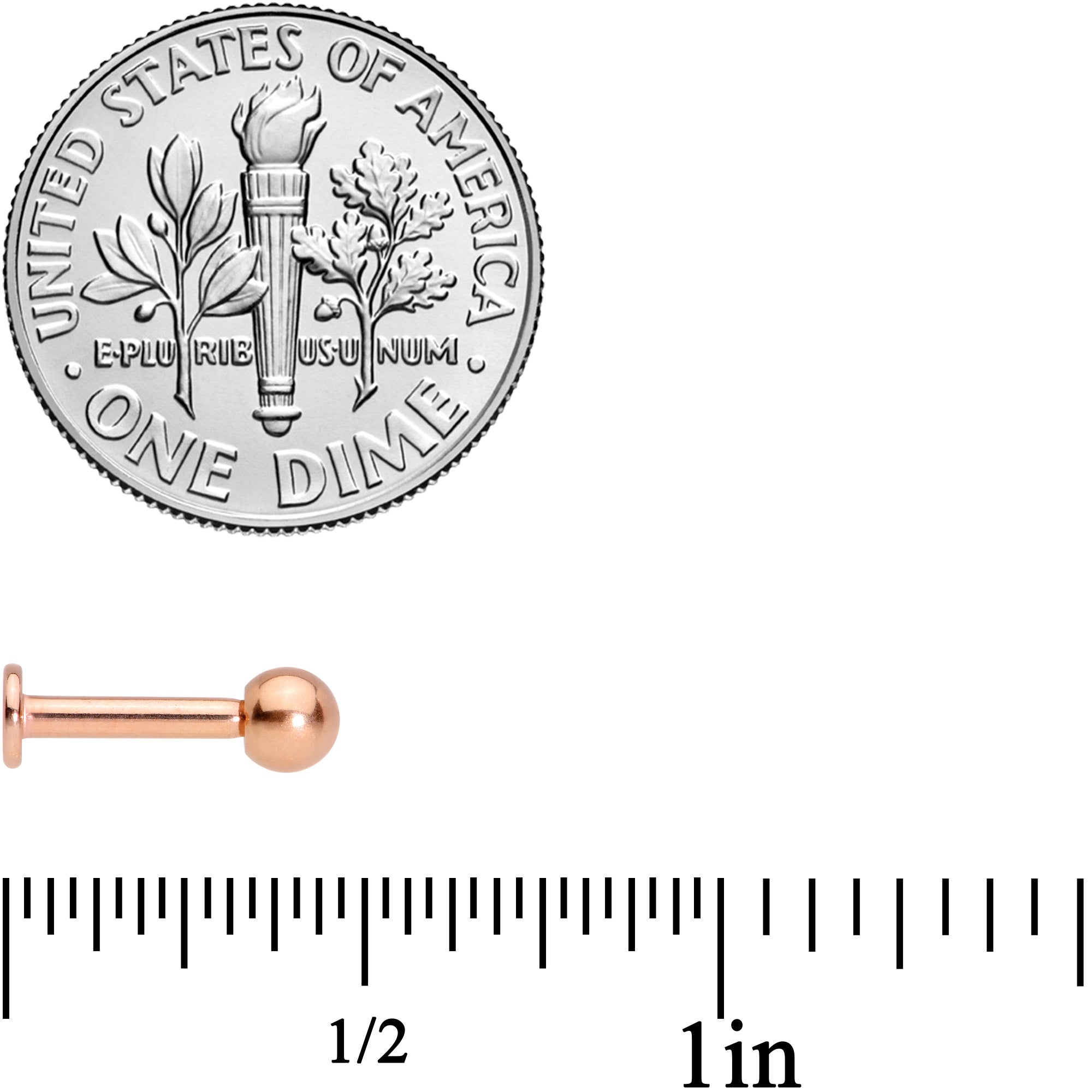 14G 5/16 Rose Gold Tone Simple Labret Monroe Tragus