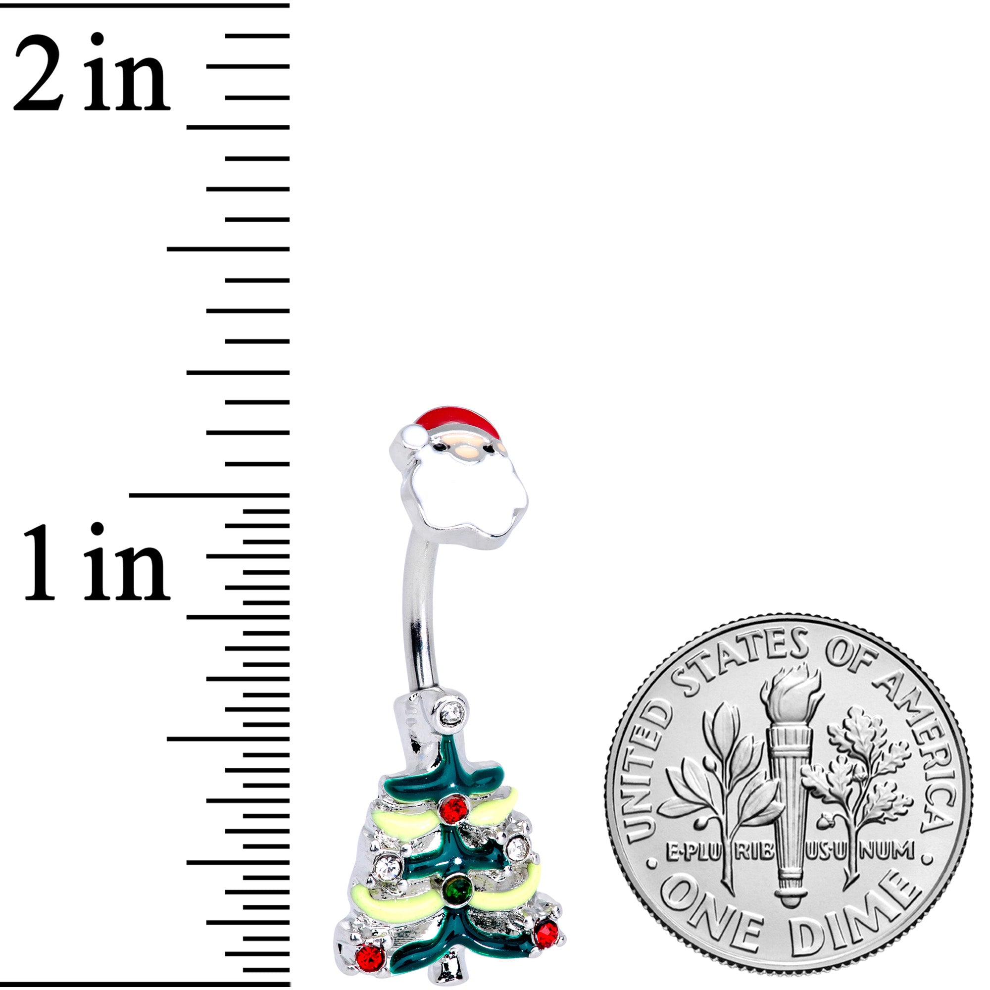 Red Gem Santa Christmas Tree Double Mount Belly Ring