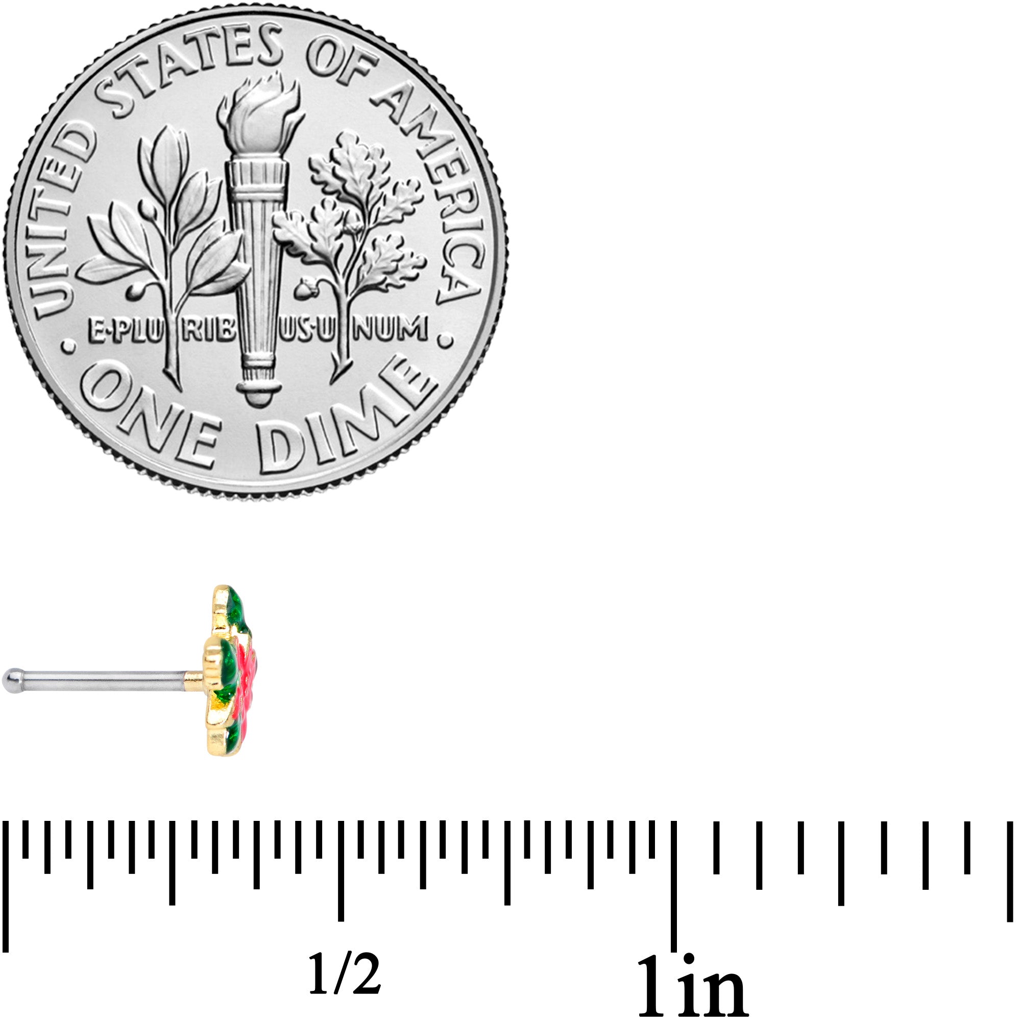 20G 1/4 Holiday Poinsettia Christmas Nose Bone
