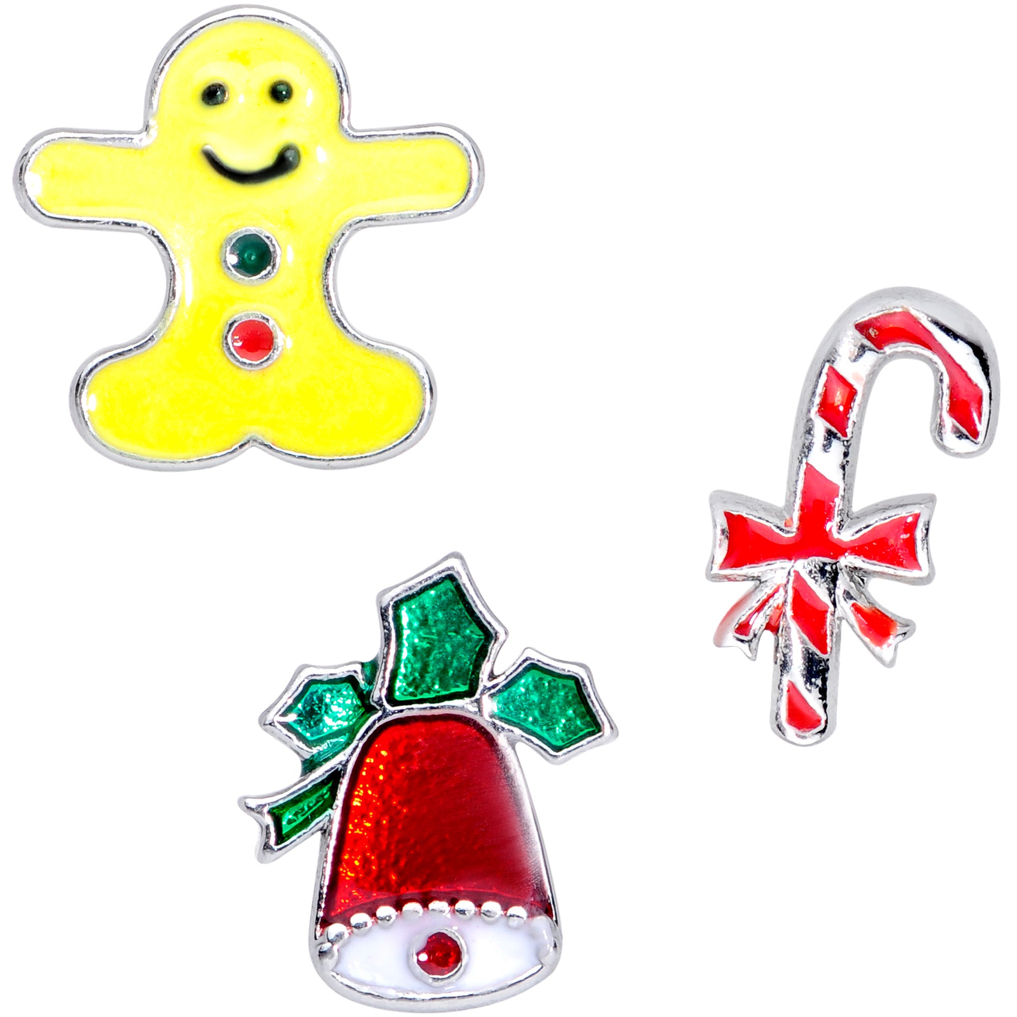 16G 1/4 Candy Gingerbread Christmas Cartilage Tragus Set of 3