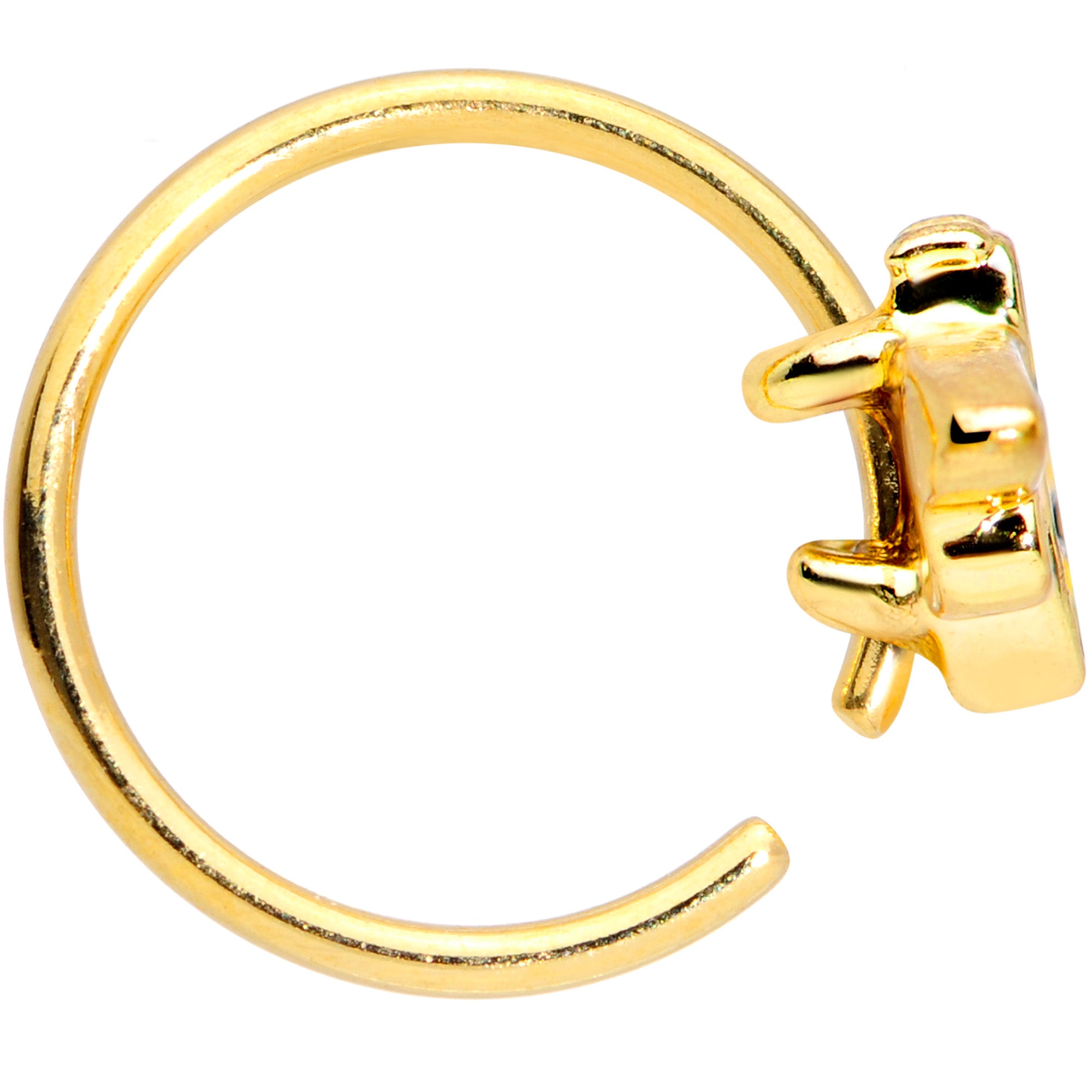 20G 5/16 Gold Tone Black White Bee Nose Hoop