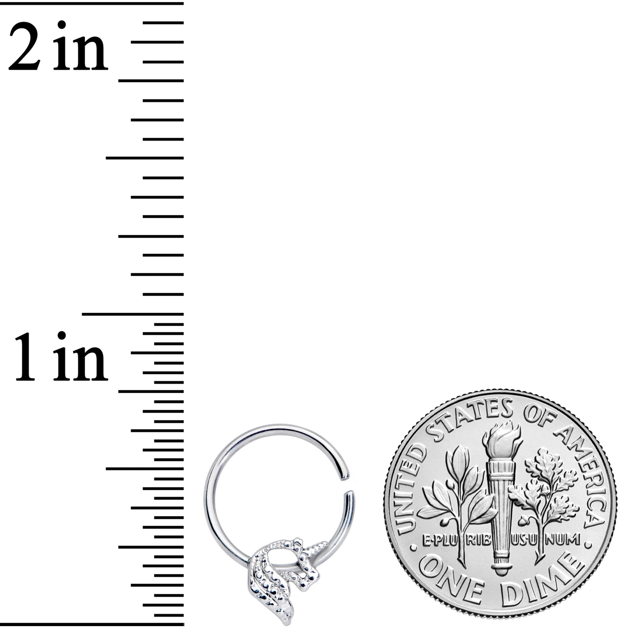 16G 3/8 Clear Gem Silhouette Unicorn Closure Ring