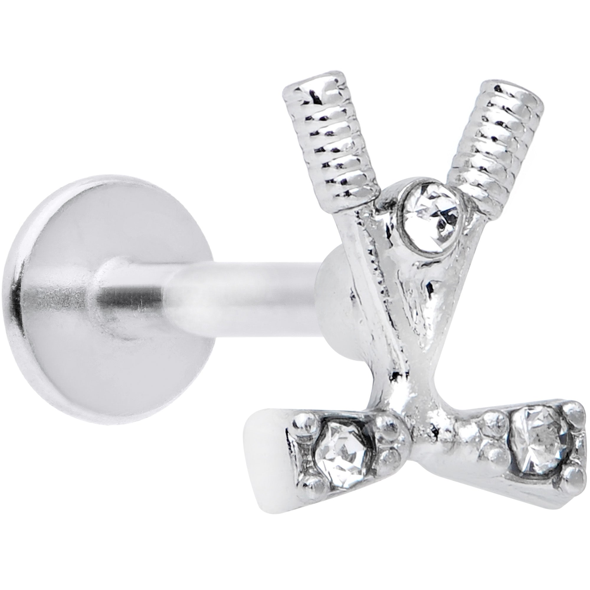 16G 5/16 Clear CZ Gem Crossed Golf Clubs Labret Monroe Tragus