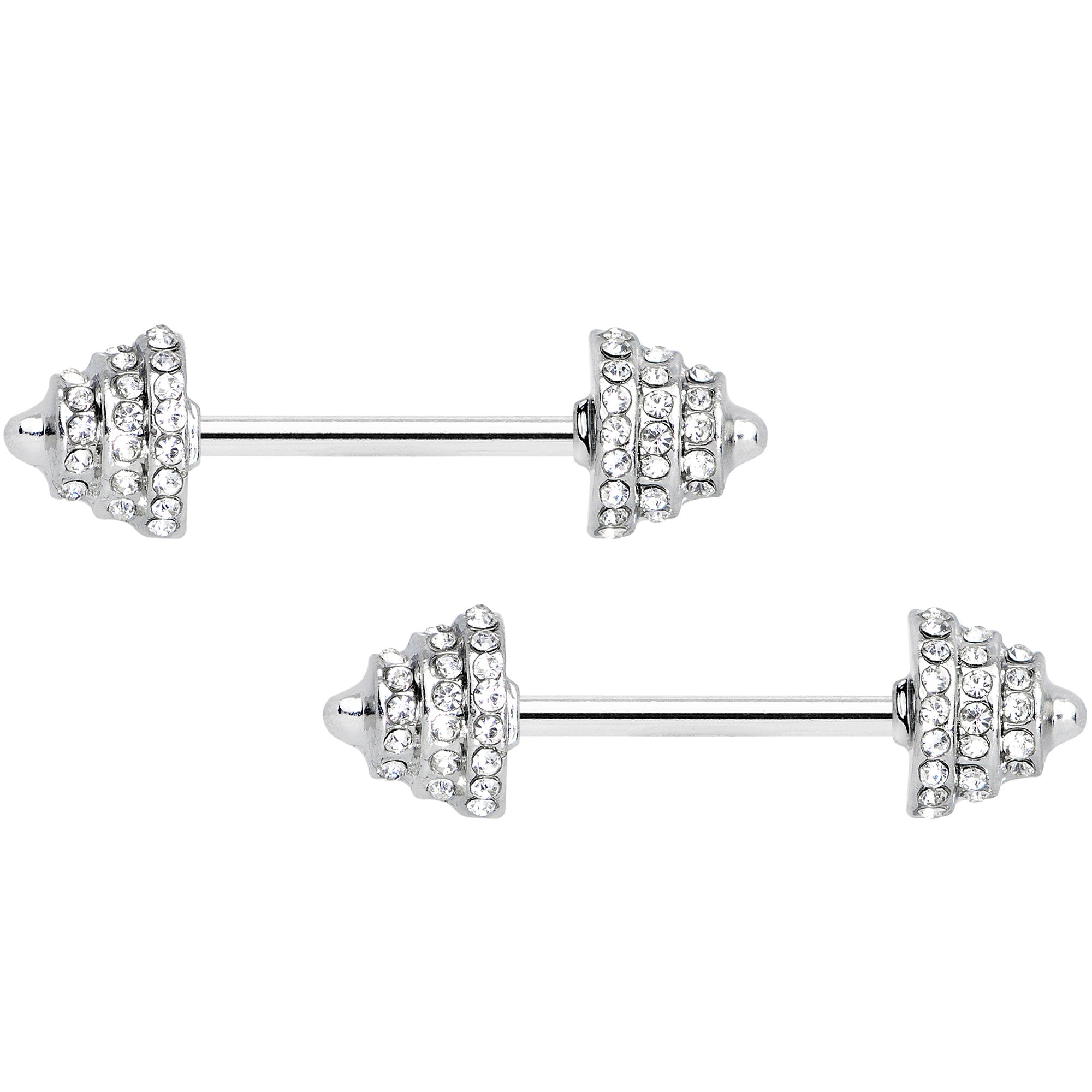 14G 9/16 Clear Gem Weightlifting Barbell Nipple Ring Set