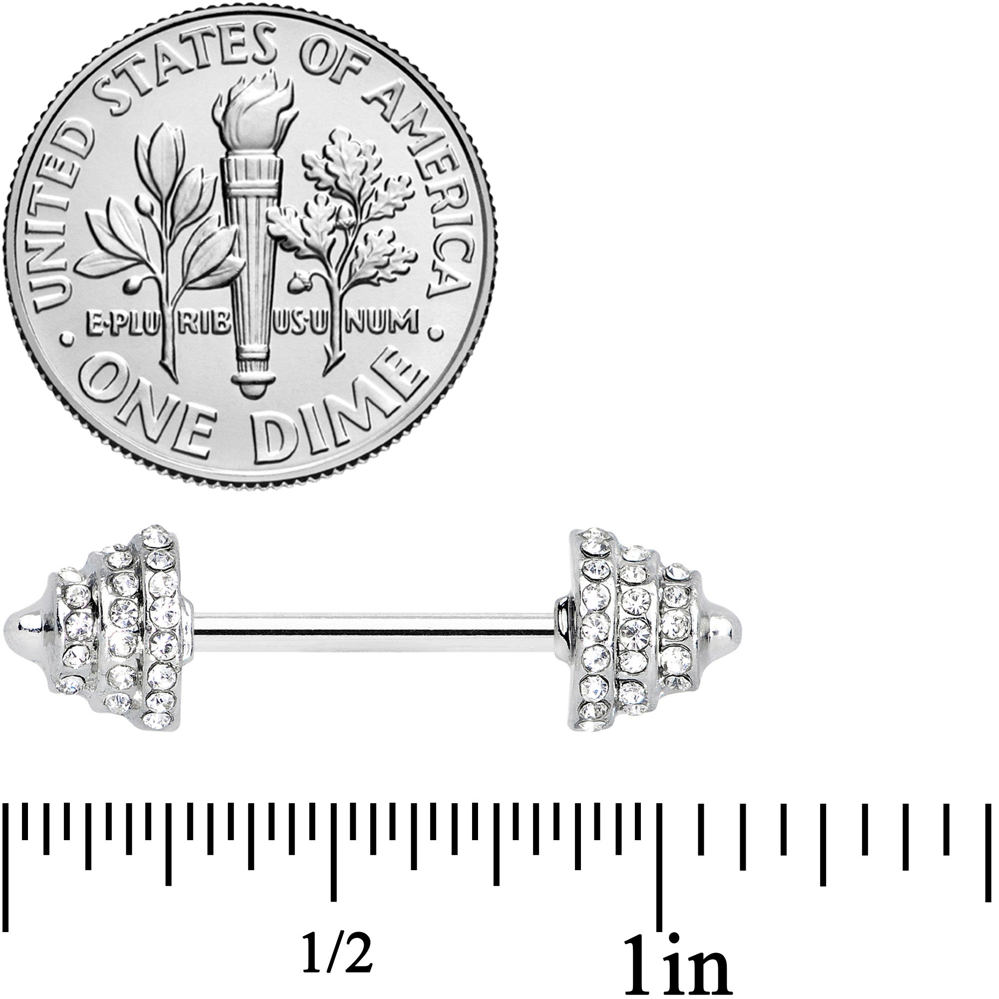 14G 9/16 Clear Gem Weightlifting Barbell Nipple Ring Set