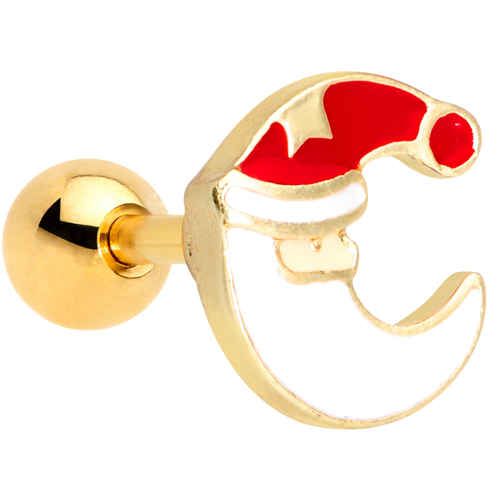 16G 1/4 Gold Tone Santa Claus Christmas Cartilage Tragus Earring