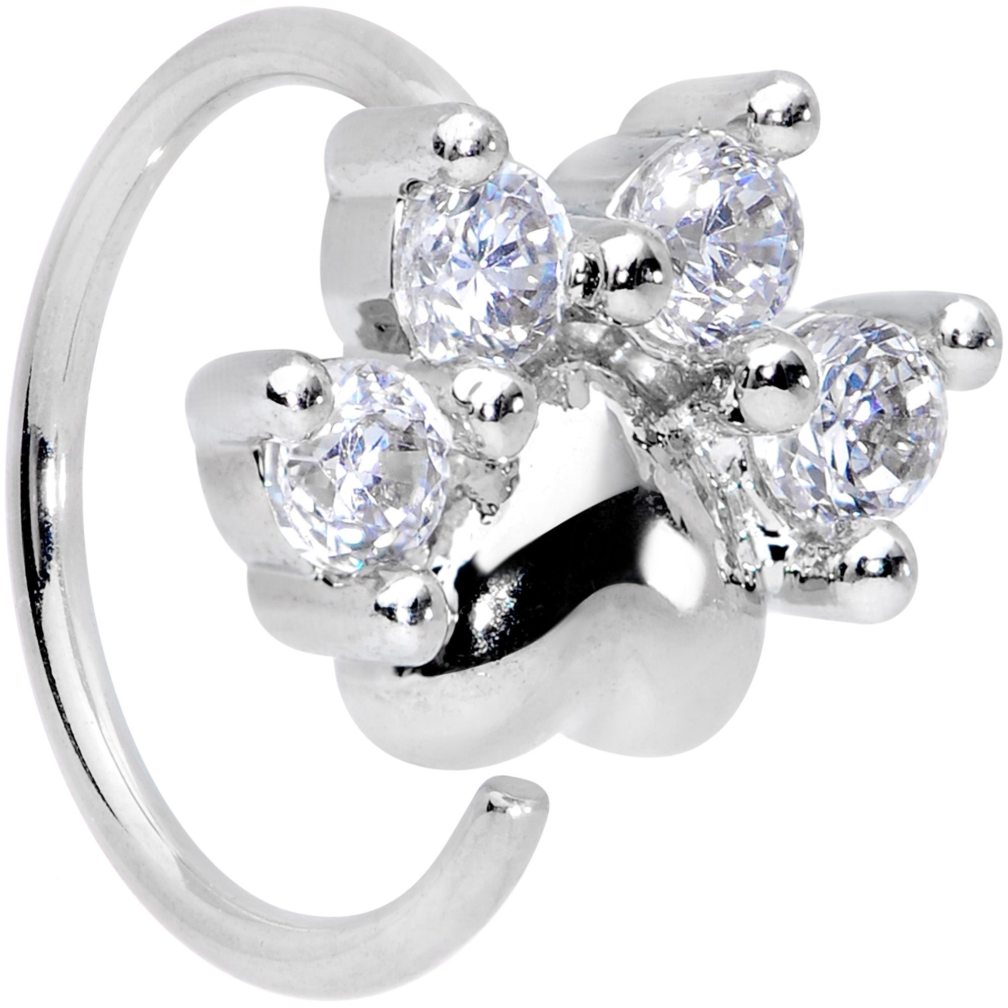 20G 5/16 Clear Gem Paw Print Cat Nose Hoop
