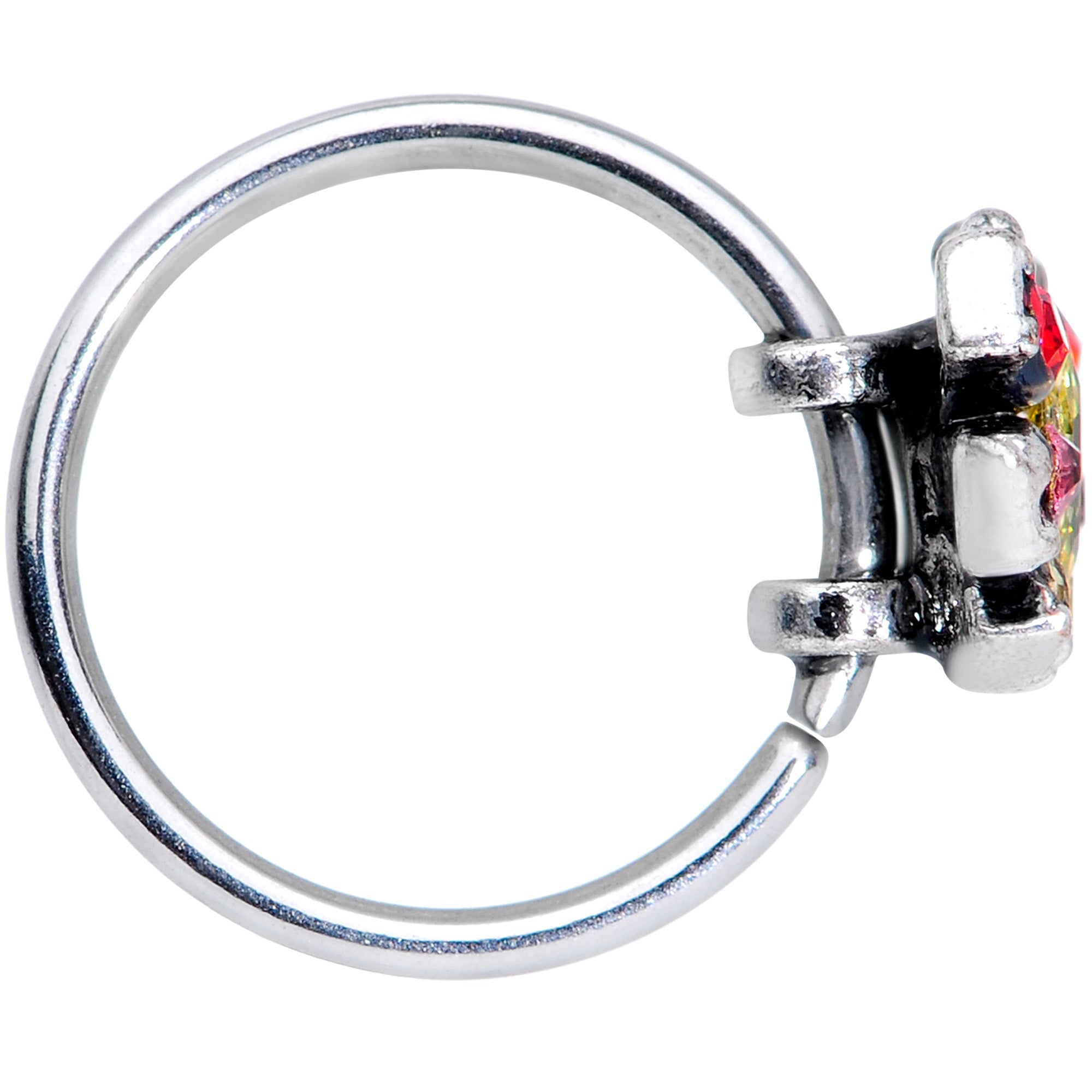 20G 5/16 Red Yellow Gem Art Deco Butterfly Nose Hoop