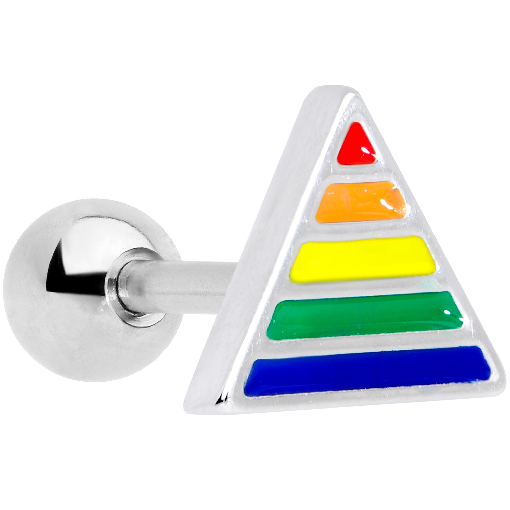 16G 1/4 Rainbow Pride Triangle Cartilage Tragus Earring
