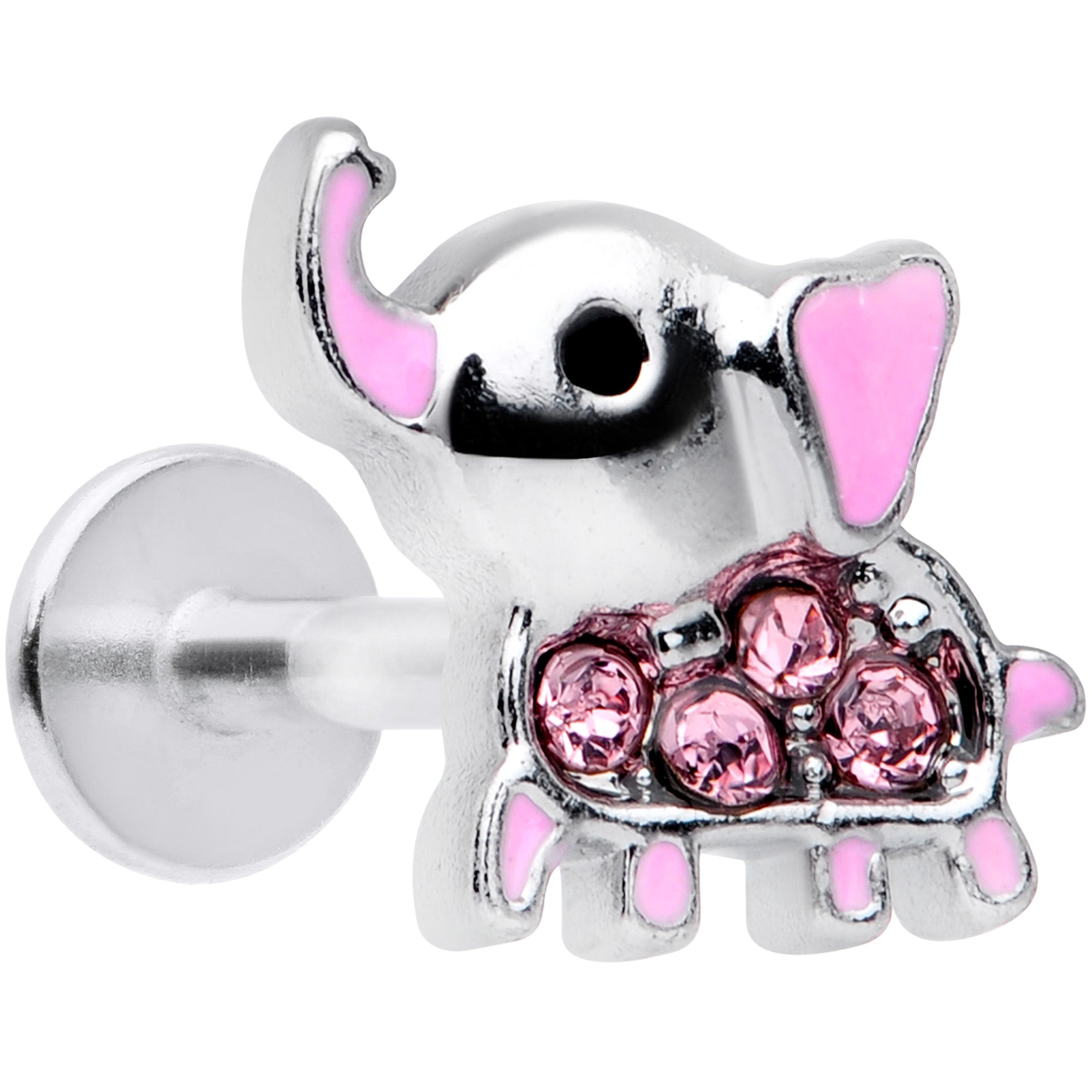 16G 5/16 Pink Gem Lucky Elephant Labret Monroe Tragus
