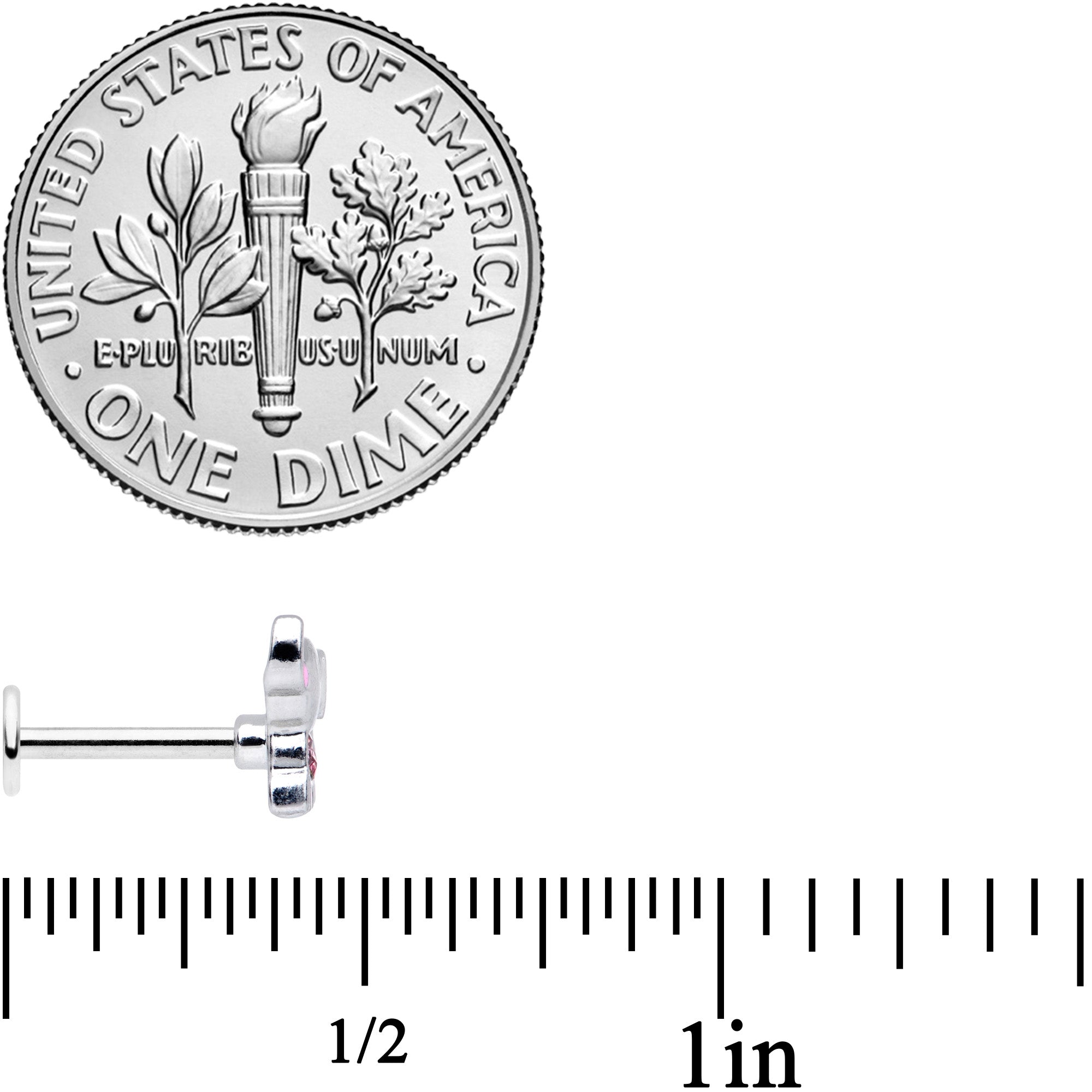 16G 5/16 Pink Gem Lucky Elephant Labret Monroe Tragus