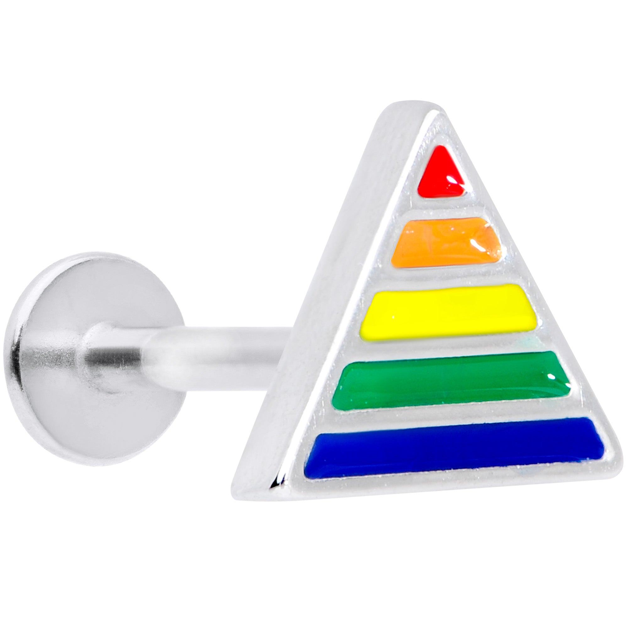 16G 5/16 Rainbow Pride Triangle Labret Monroe Tragus