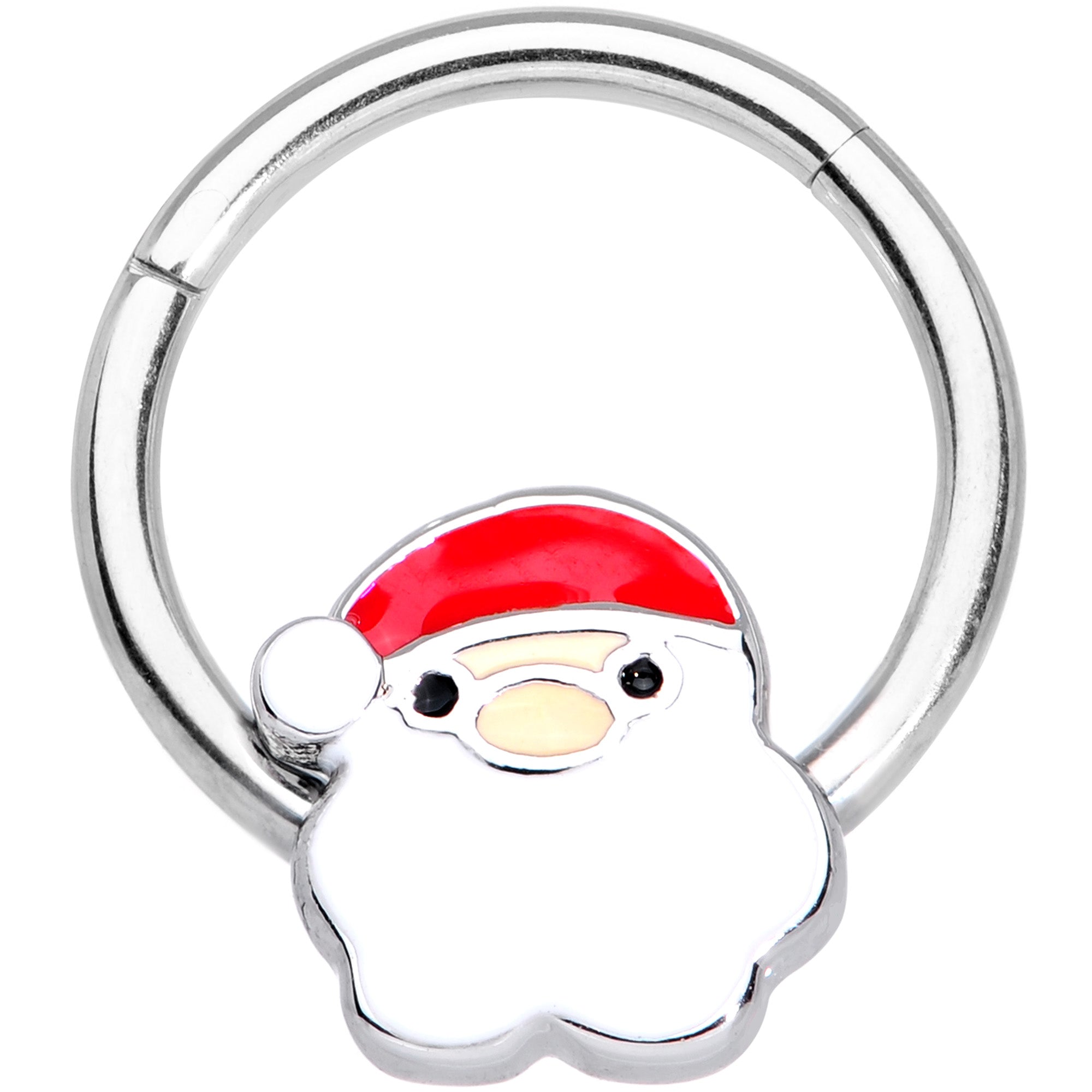 16G 3/8 Santa Claus Christmas Hinged Segment Ring