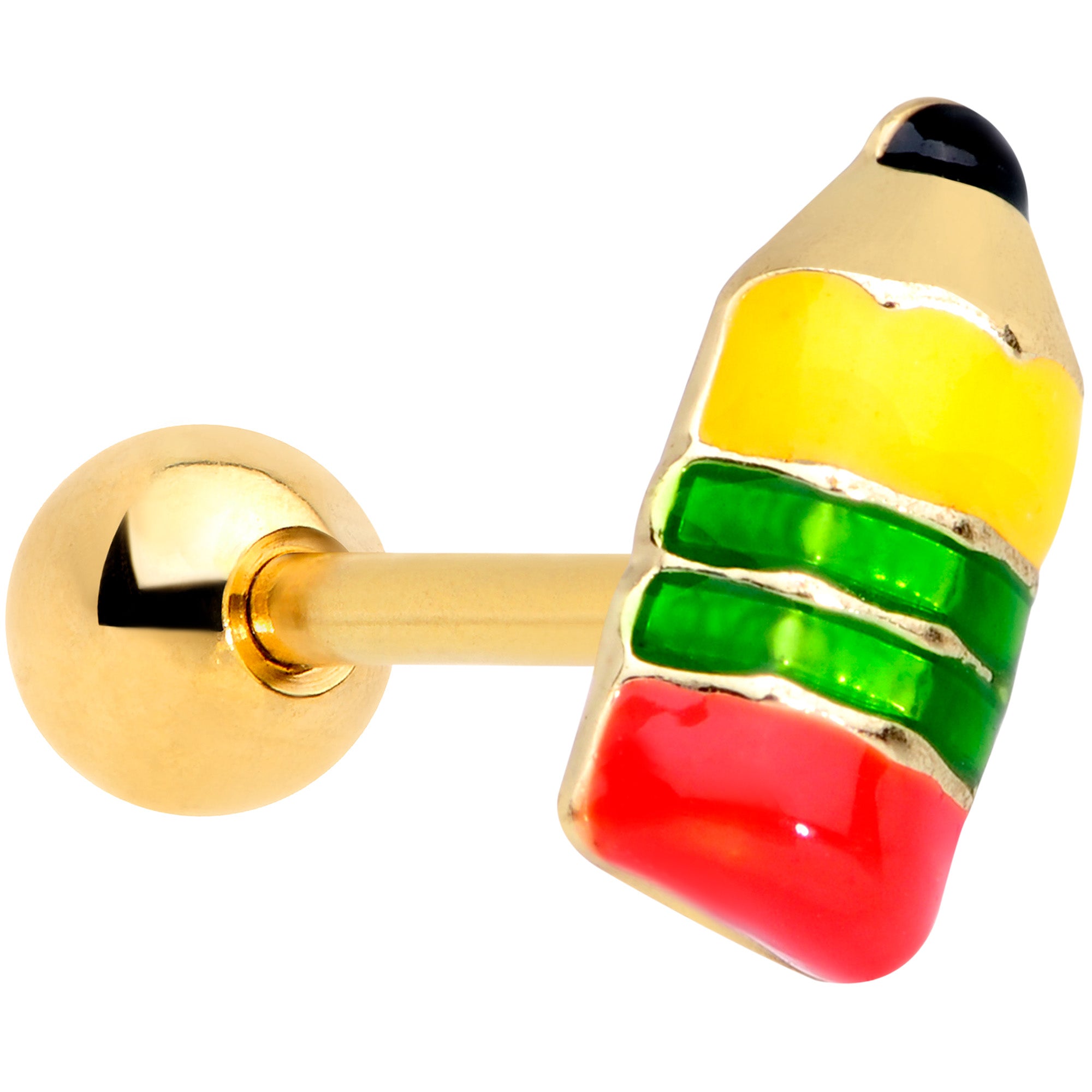 16G 1/4 Gold Tone Get to Work Pencil Cartilage Tragus Earring