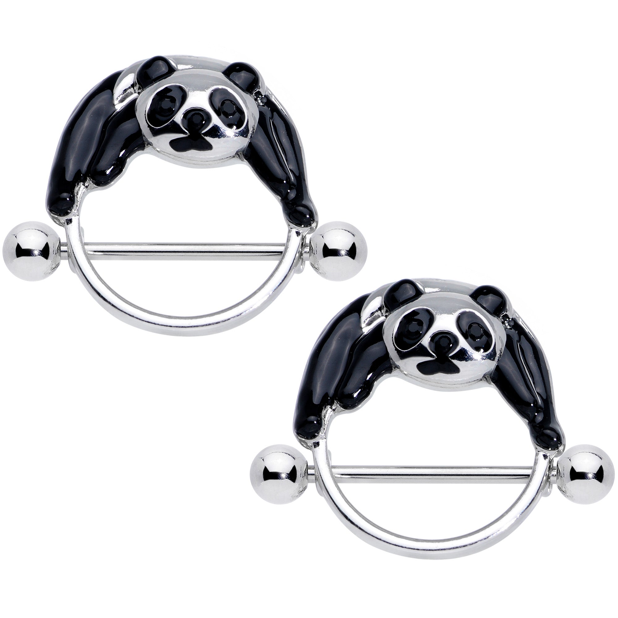 14G 7/8 Black Hugging Panda Nipple Shield Set