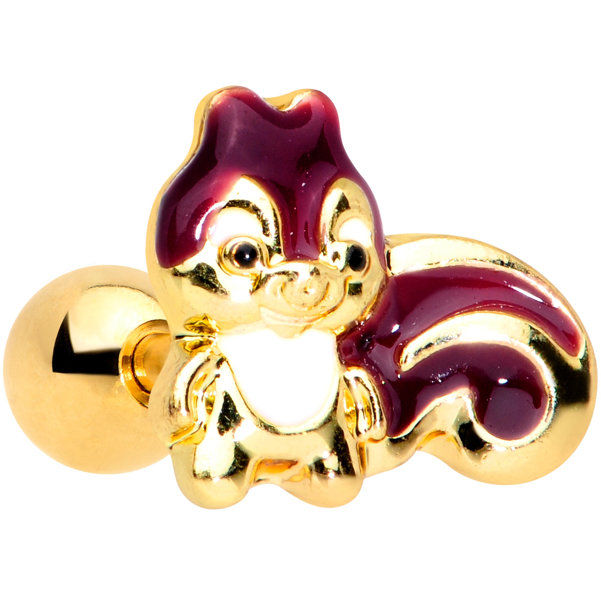 16G 1/4 Gold Tone Squirrel Cartilage Tragus Earring