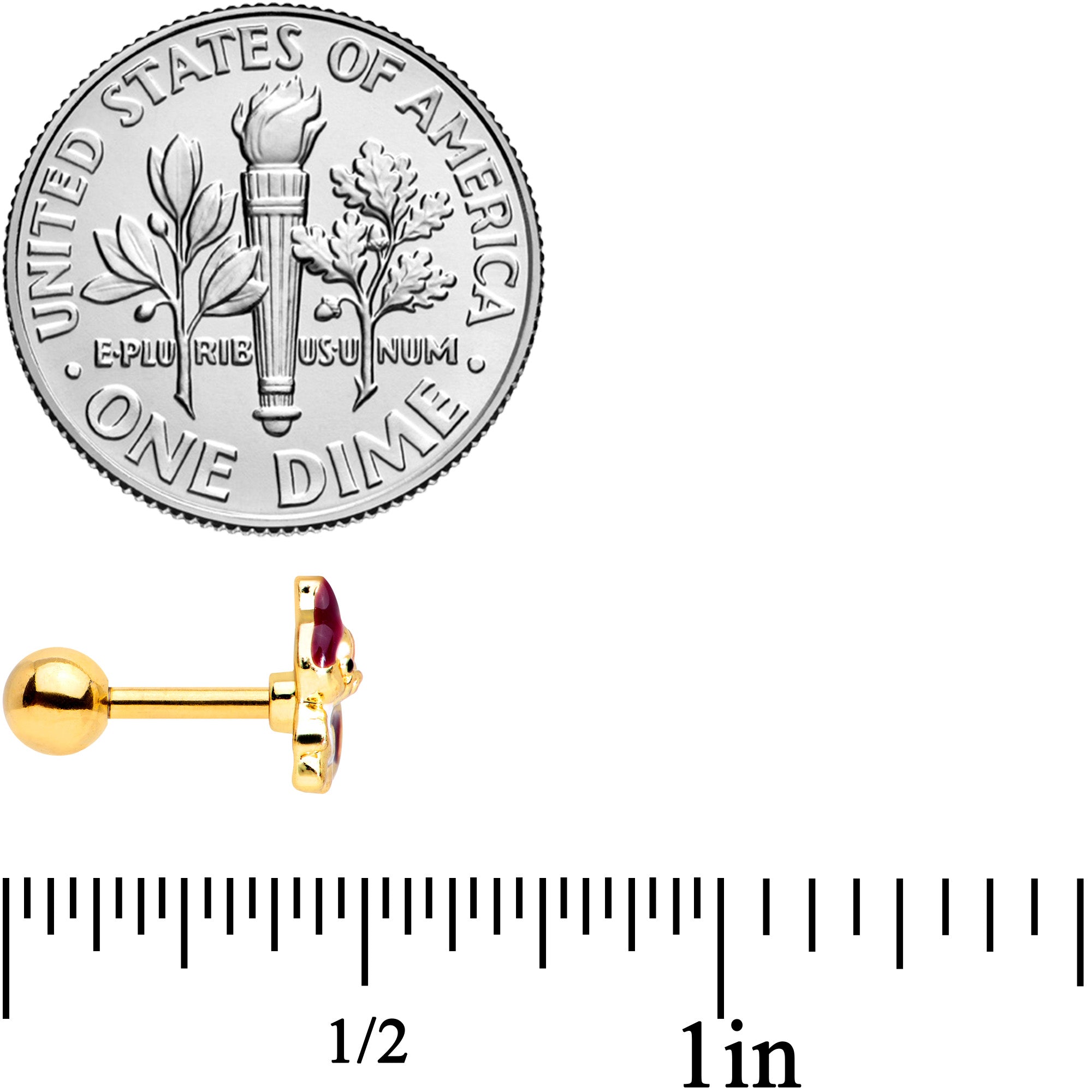 16G 1/4 Gold Tone Squirrel Cartilage Tragus Earring