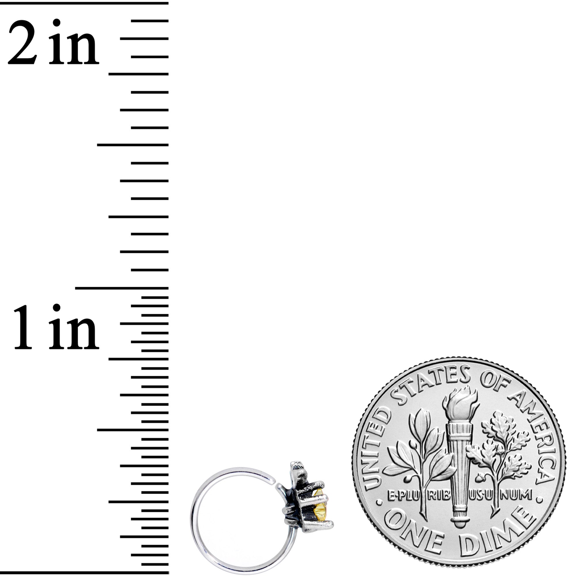 20G 1/4 Yellow Gem Shooting Star Nose Hoop