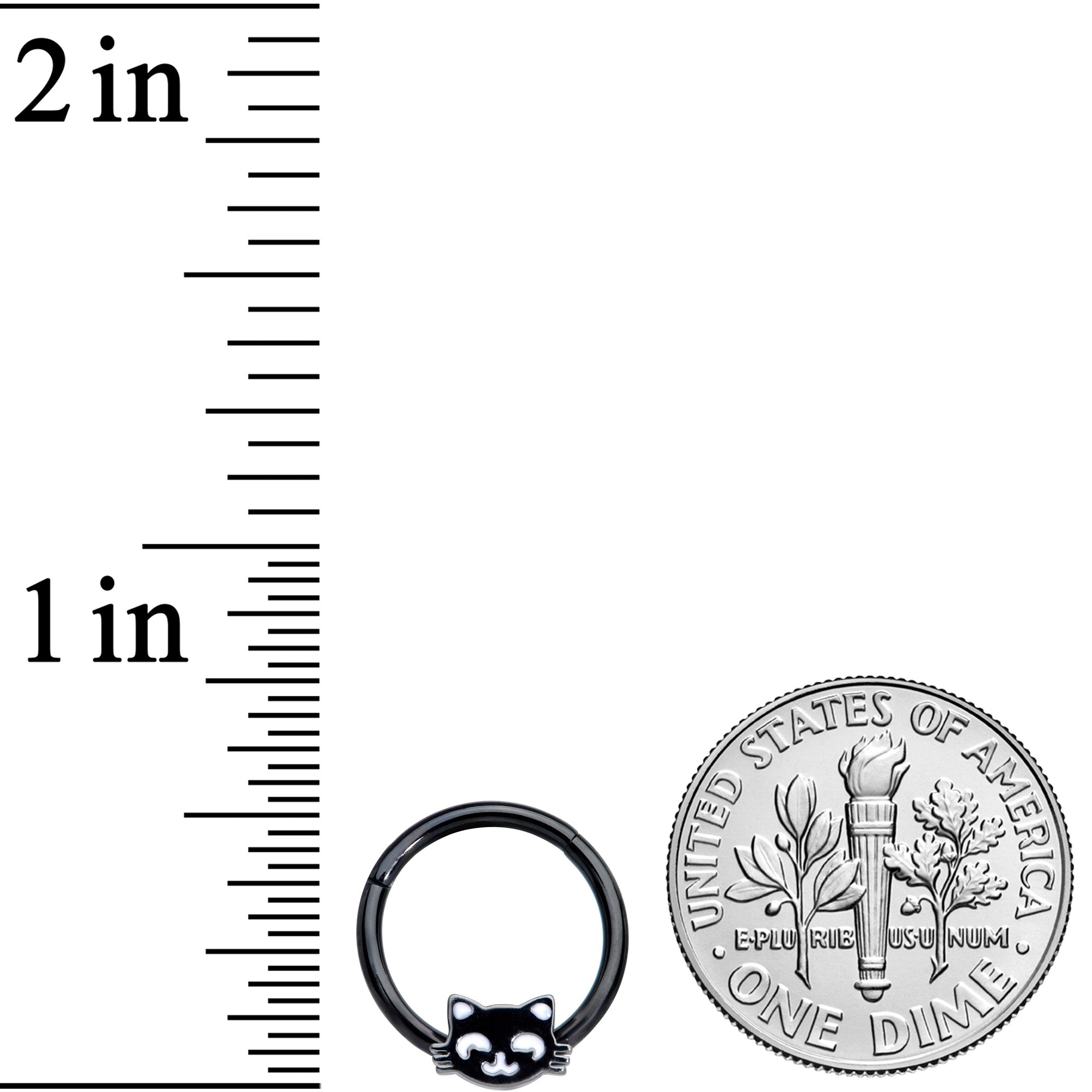 16G 3/8 Black Cat Halloween Hinged Septum Clicker