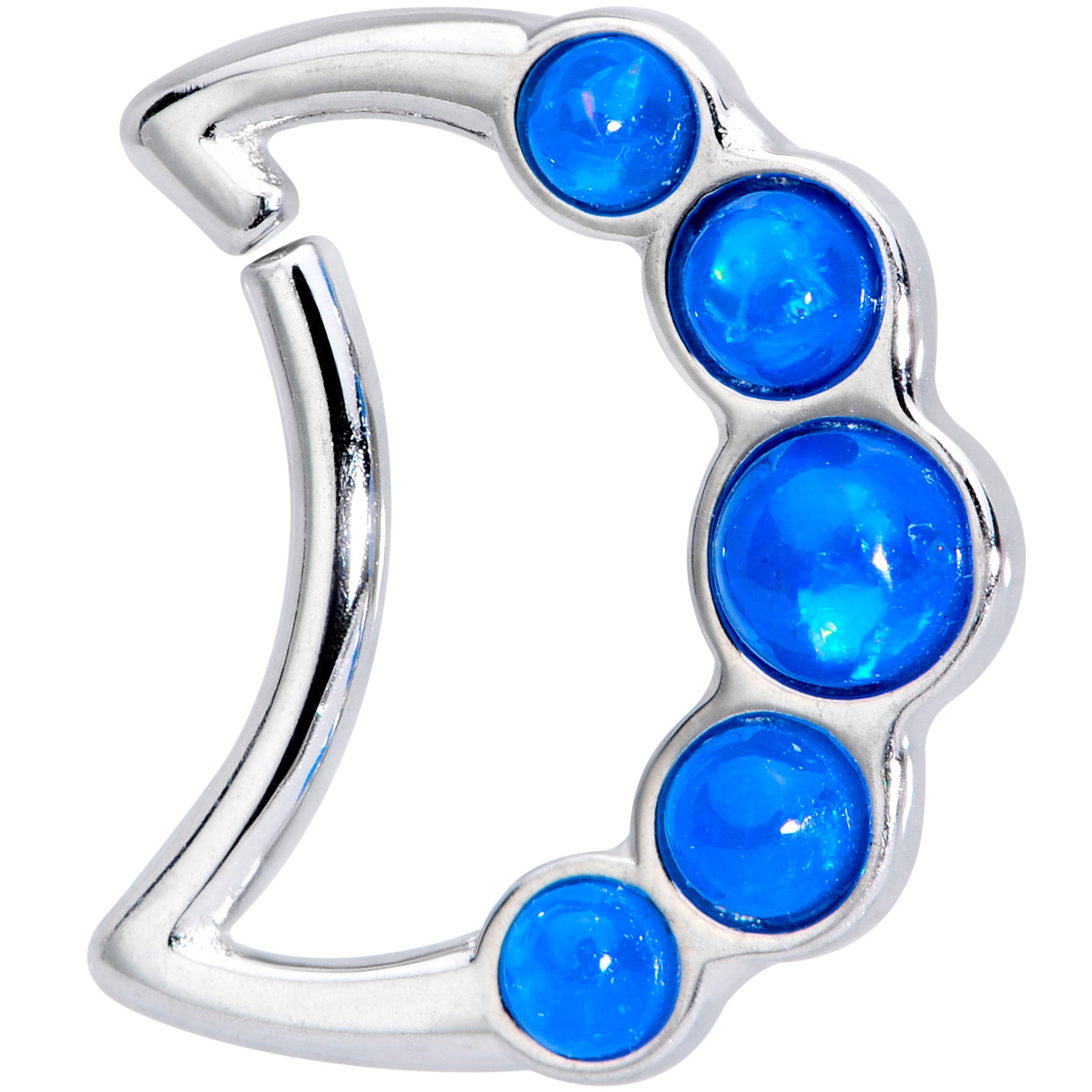 16G 3/8 Blue Orb Moon Left Ear Closure Ring