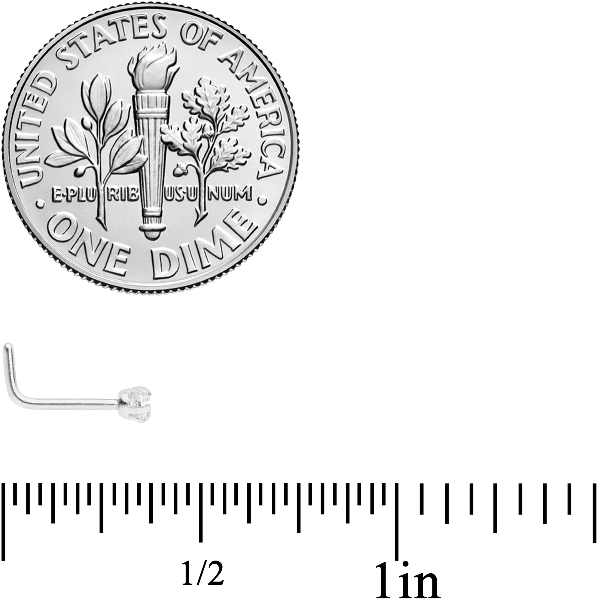 20G 1/4 Clear 2mm CZ Gem L Shaped Nose Ring