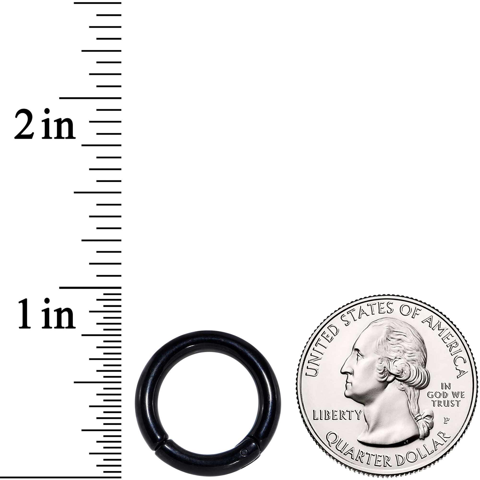 8G 9/16 Black PVD Steel Hinged Segment Ring