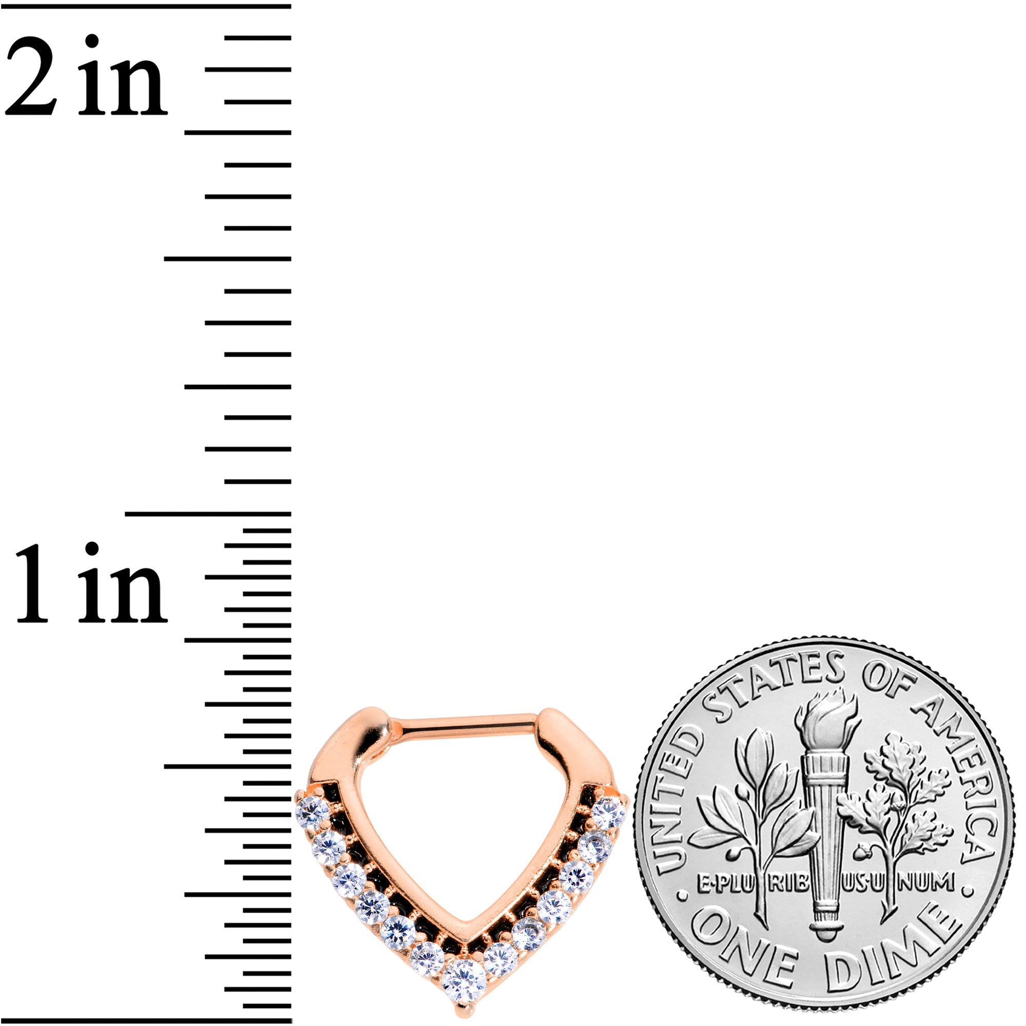 16G 5/16 Clear CZ Gem Rose Gold Tone Chevron Septum Clicker