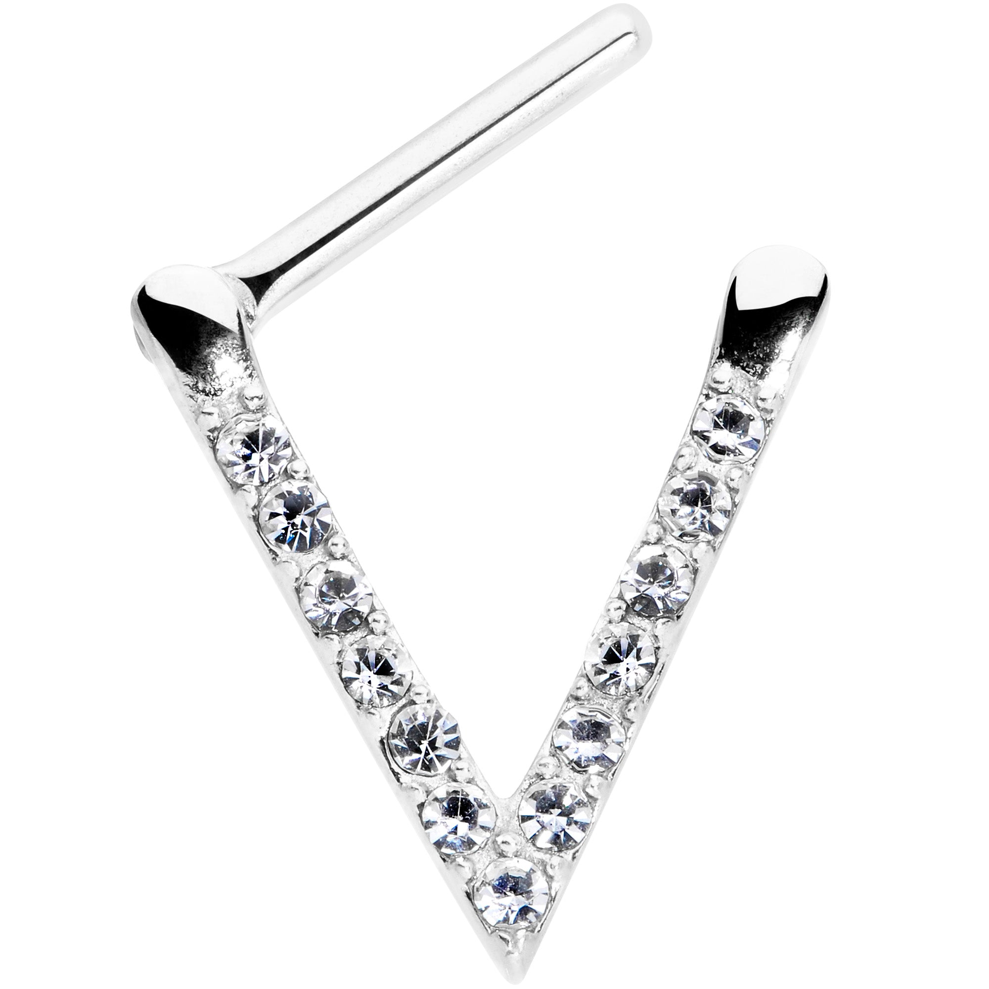16G 5/16 Clear CZ Gem Sleek Triangle Septum Clicker