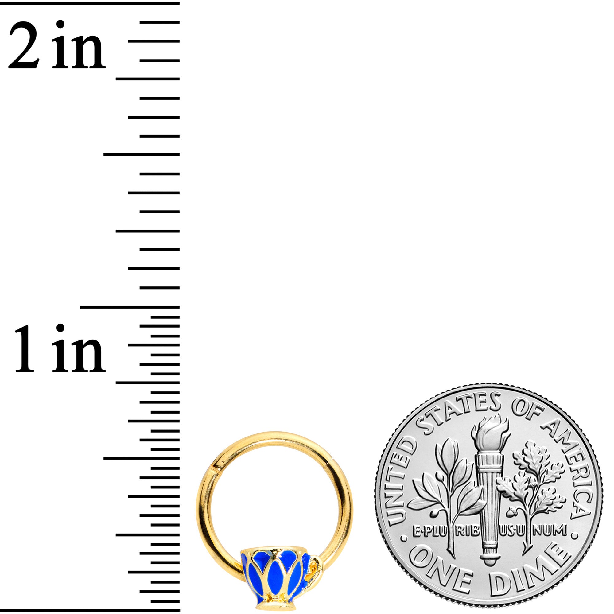 16G 3/8 Gold Tone Blue Teacup Septum Clicker