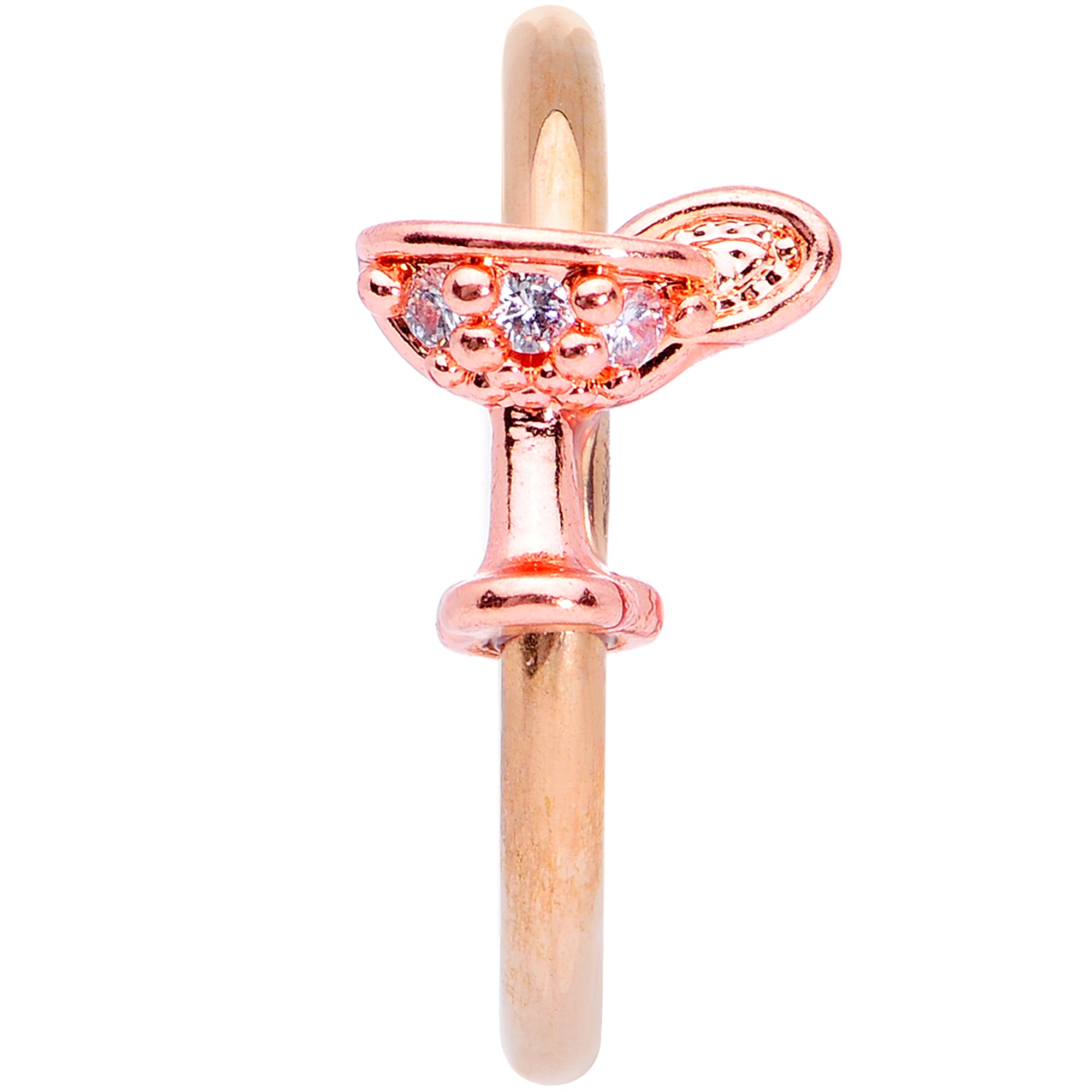 16G 3/8 Clear Gem Rose Gold Tone Cocktail New Year Septum Clicker