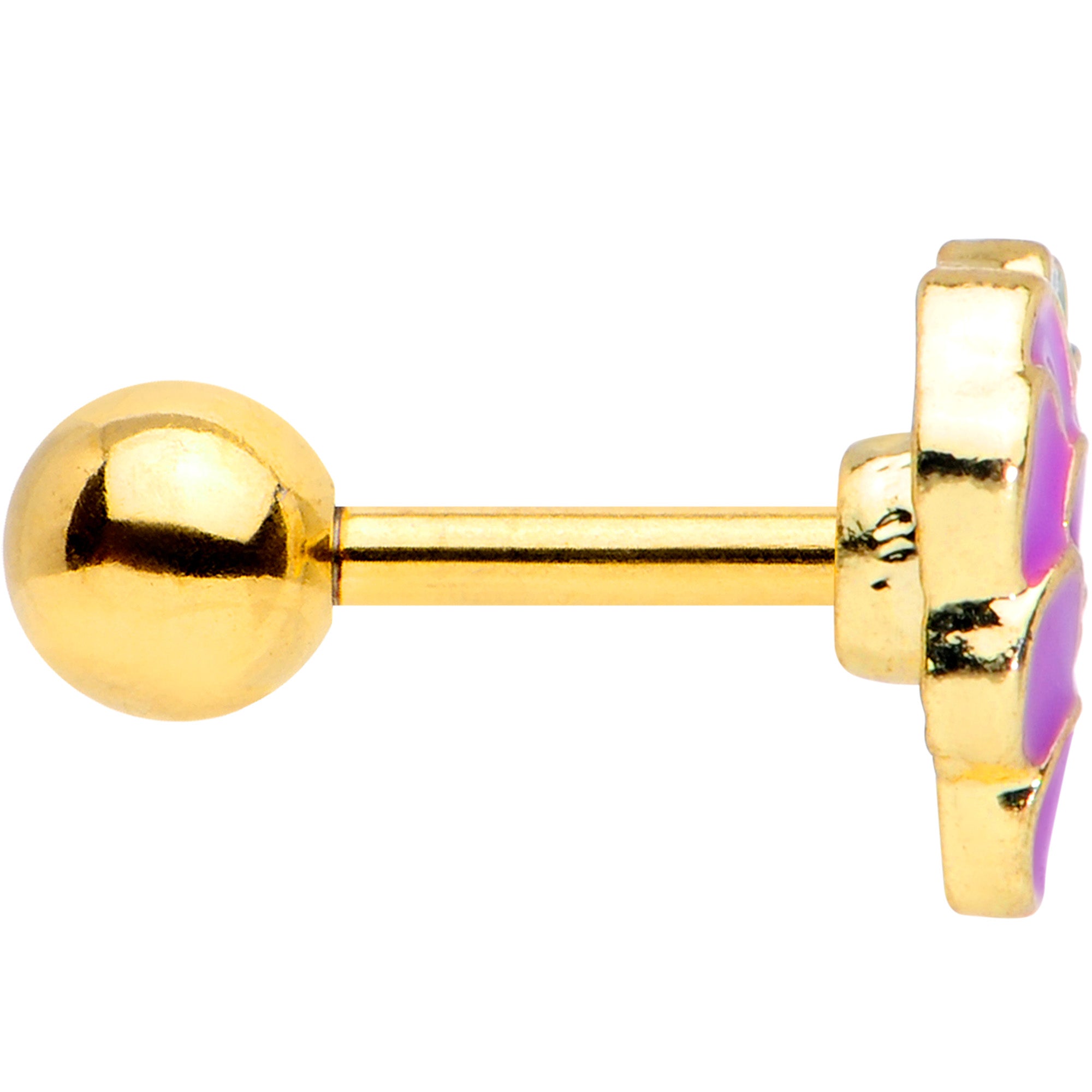 16G 1/4 Gold Tone Sweet Purple Grapes Cartilage Tragus Earring