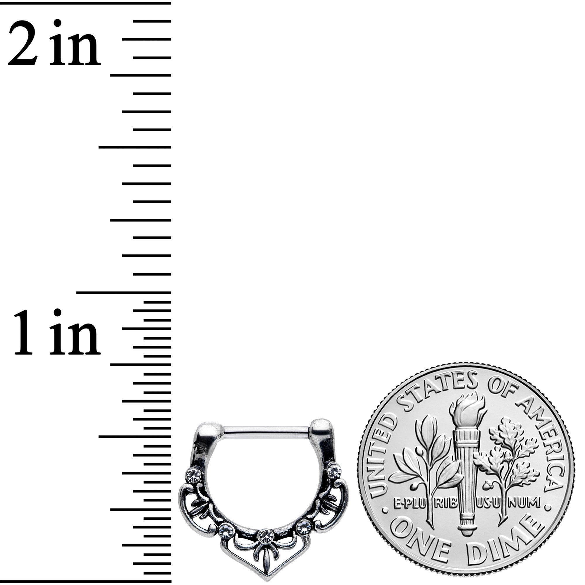 16G 5/16 Clear Gem Graceful Bows Septum Clicker