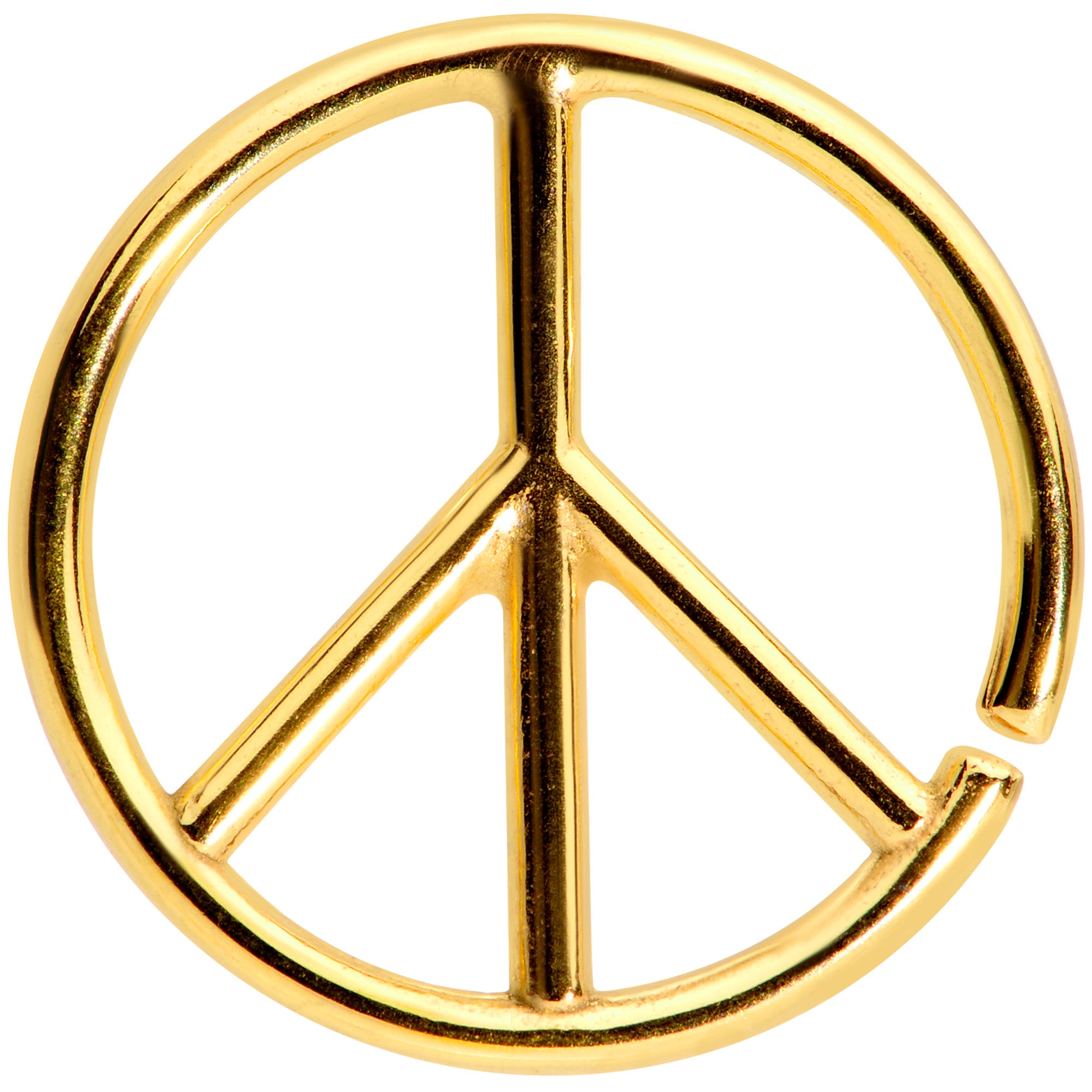 16G 1/4 Gold Tone Retro Peace Sign Closure Ring