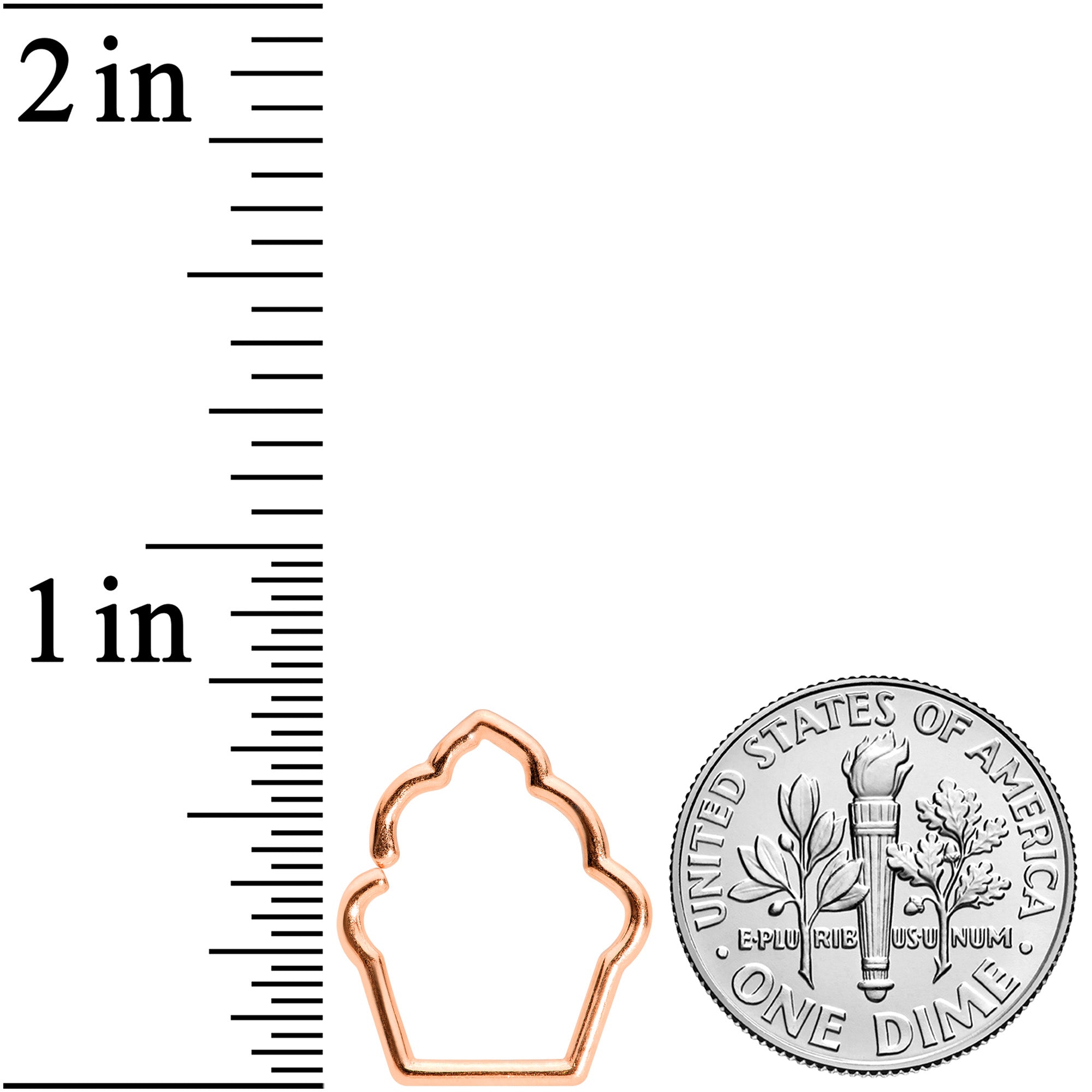 16G 5/16 Rose Gold Tone Baked Treats Cupcake Closure Ring