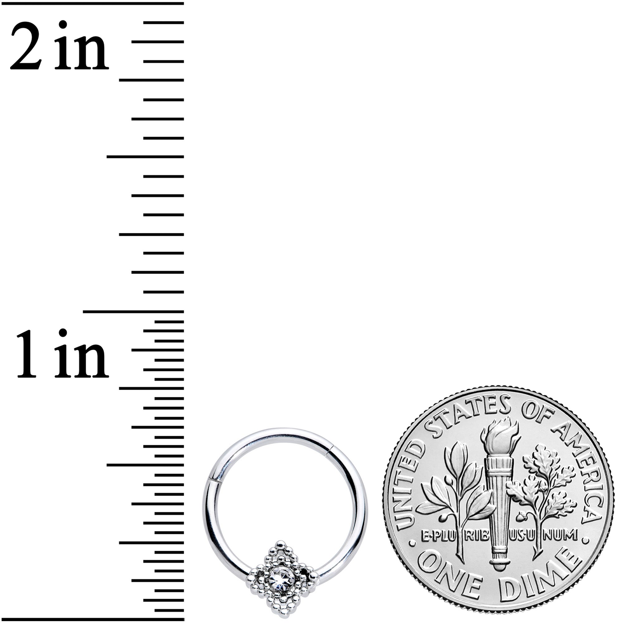 16G 3/8 Clear Gem Textured Cross Septum Clicker