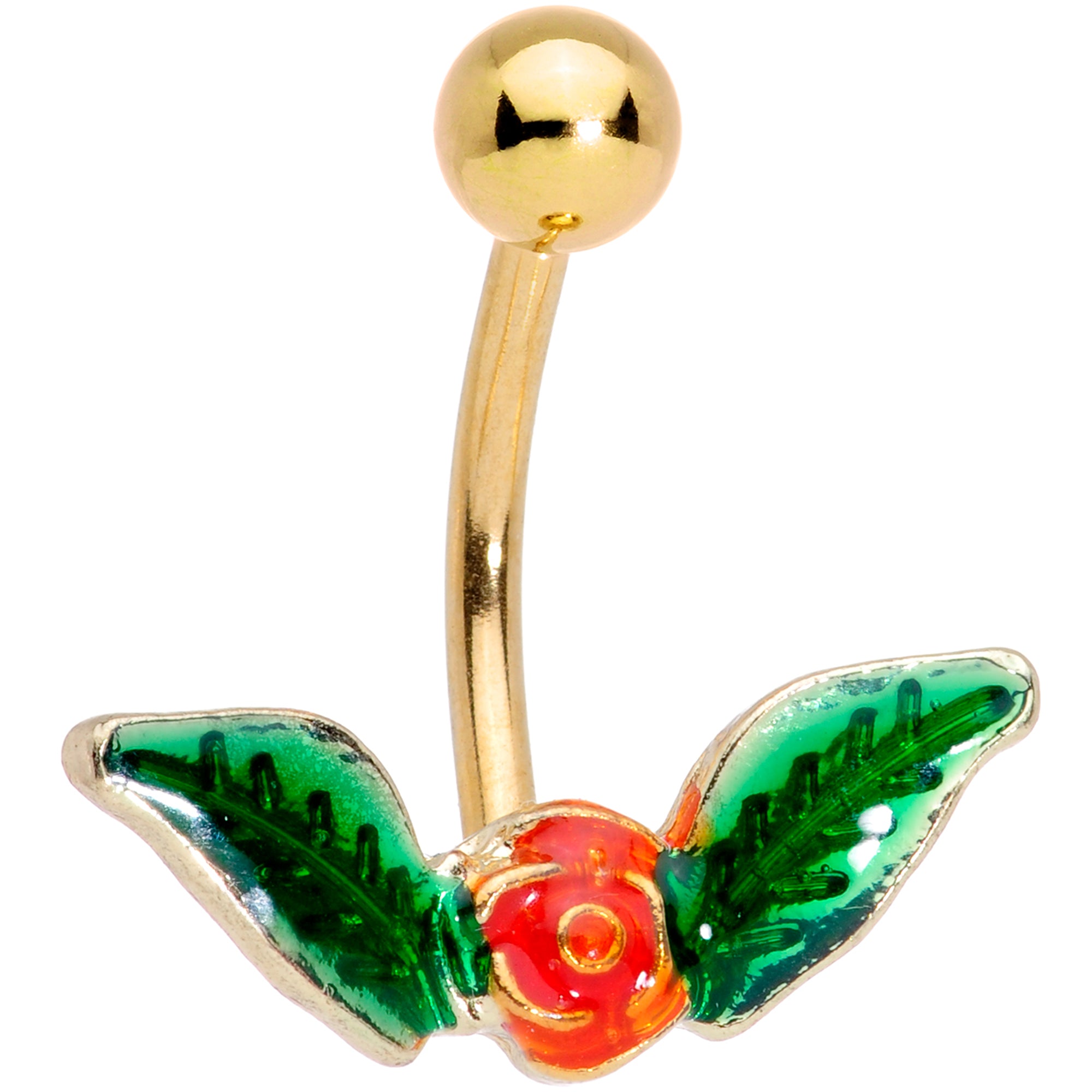 Clear Gem Gold Tone Holiday Deco Christmas Dangle Belly Ring Set of 3