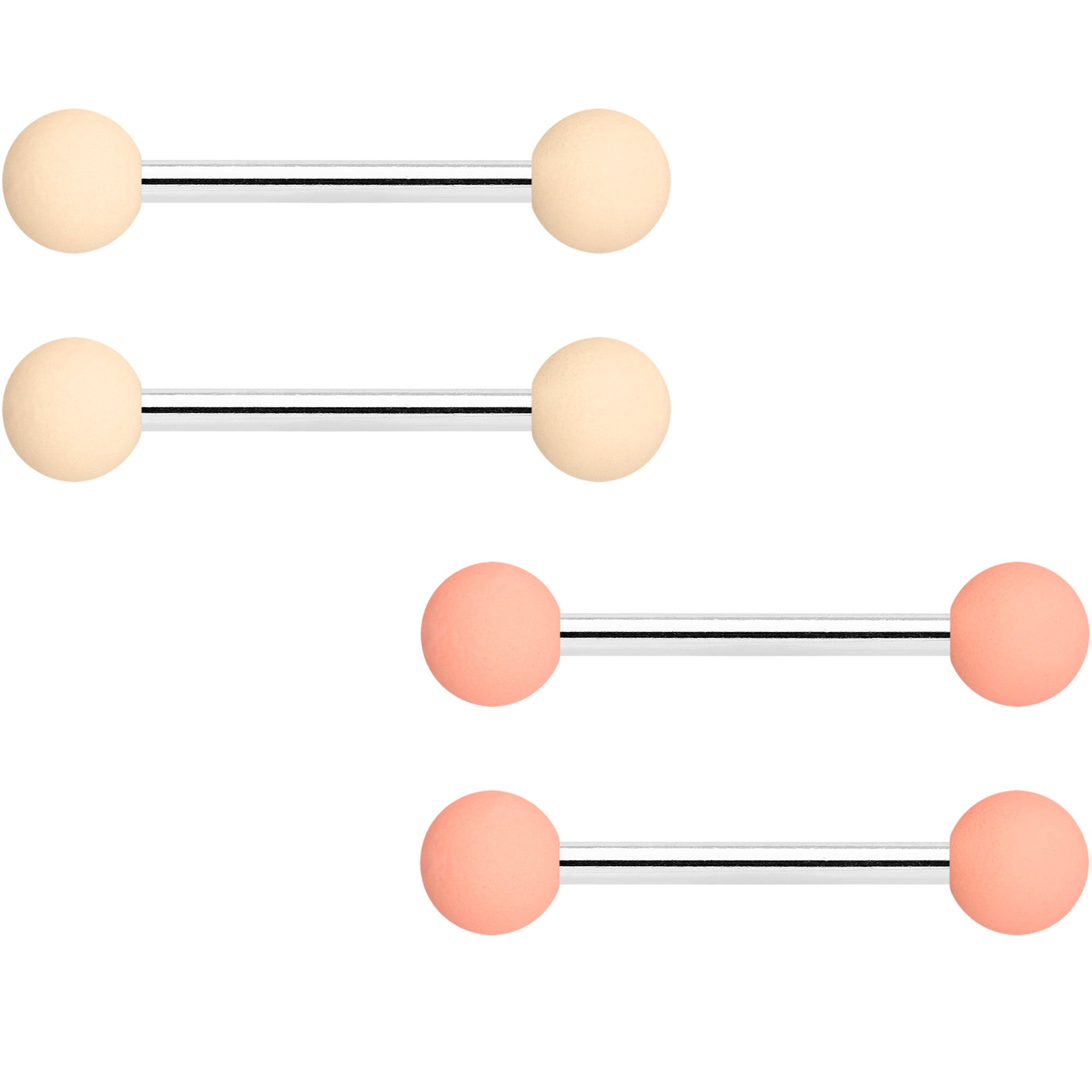 14G 9/16 Cream Peach Matte Barbell Nipple Ring Set of 4