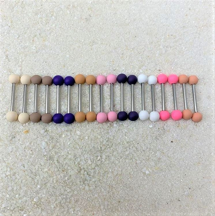 14G 9/16 Cream Peach Matte Barbell Nipple Ring Set of 4