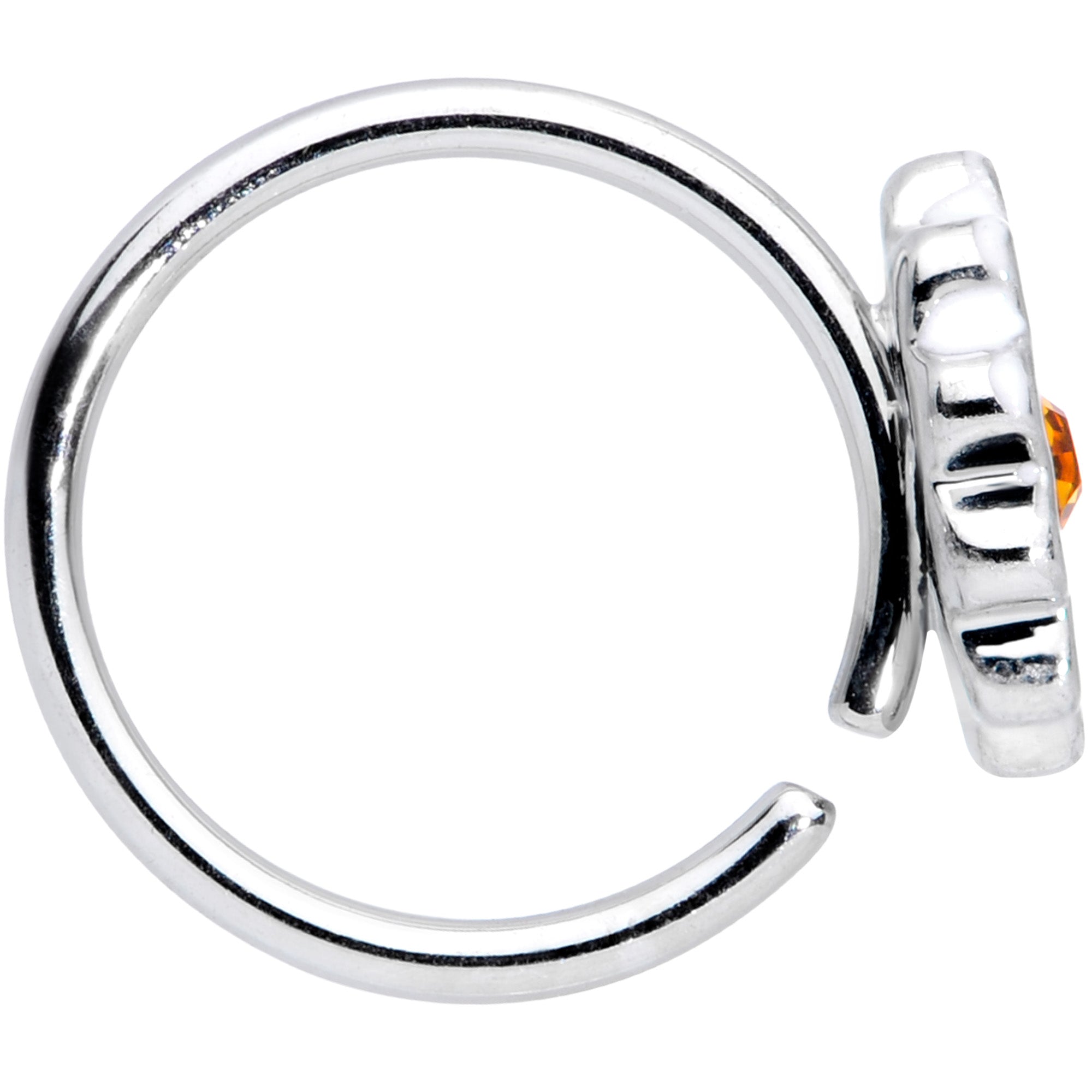 16G 3/8 Yellow Gem Hippie White Daisy Flower Closure Ring