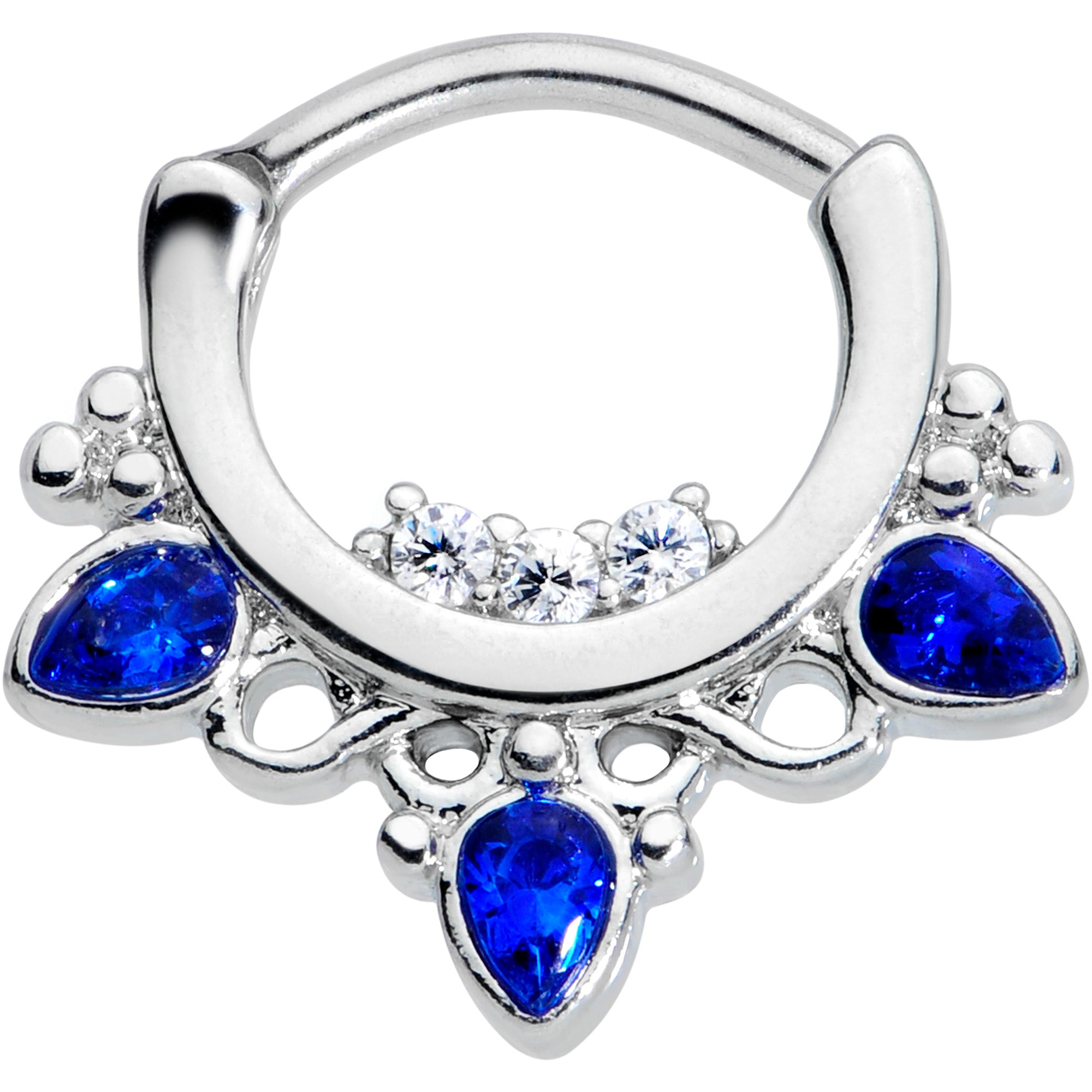 16G 5/16 Clear Blue Gem Royalty Septum Clicker