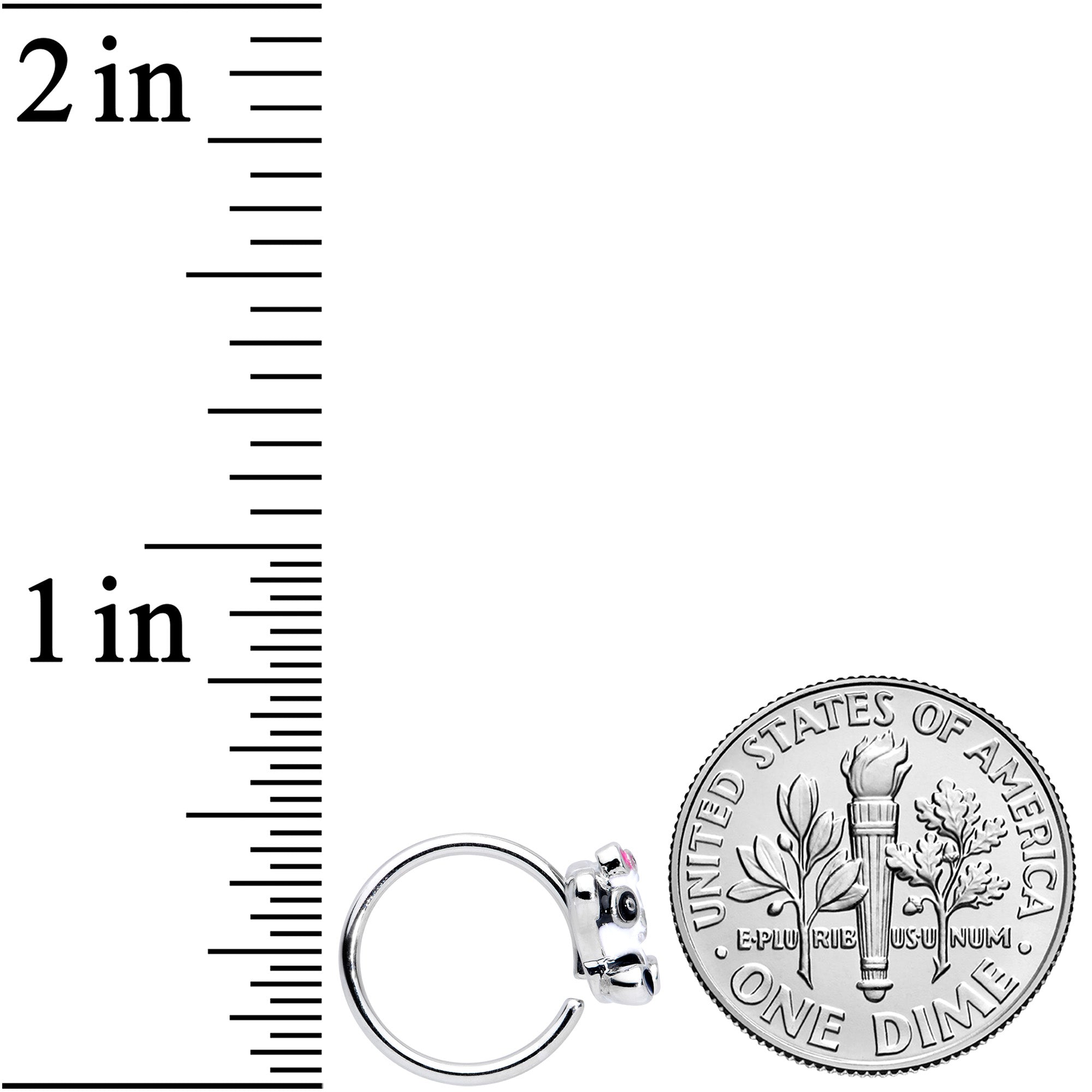 18G 3/8 Black White Precious Panda Nose Hoop