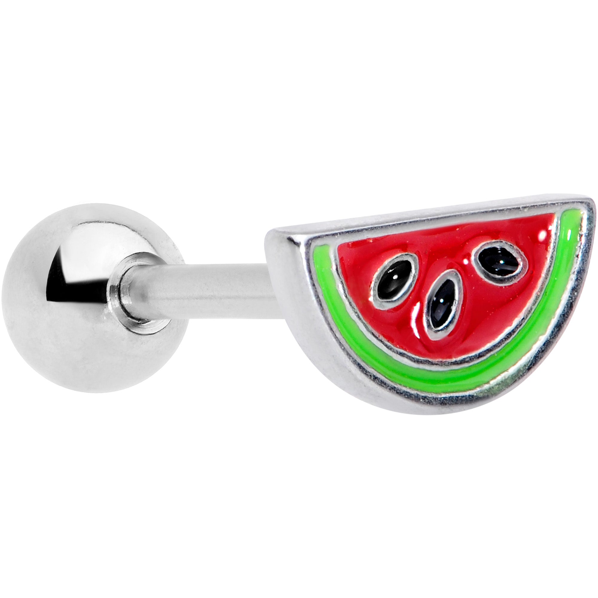 16G 1/4 Red Green Juicy Watermelon Fruit Cartilage Tragus Earring