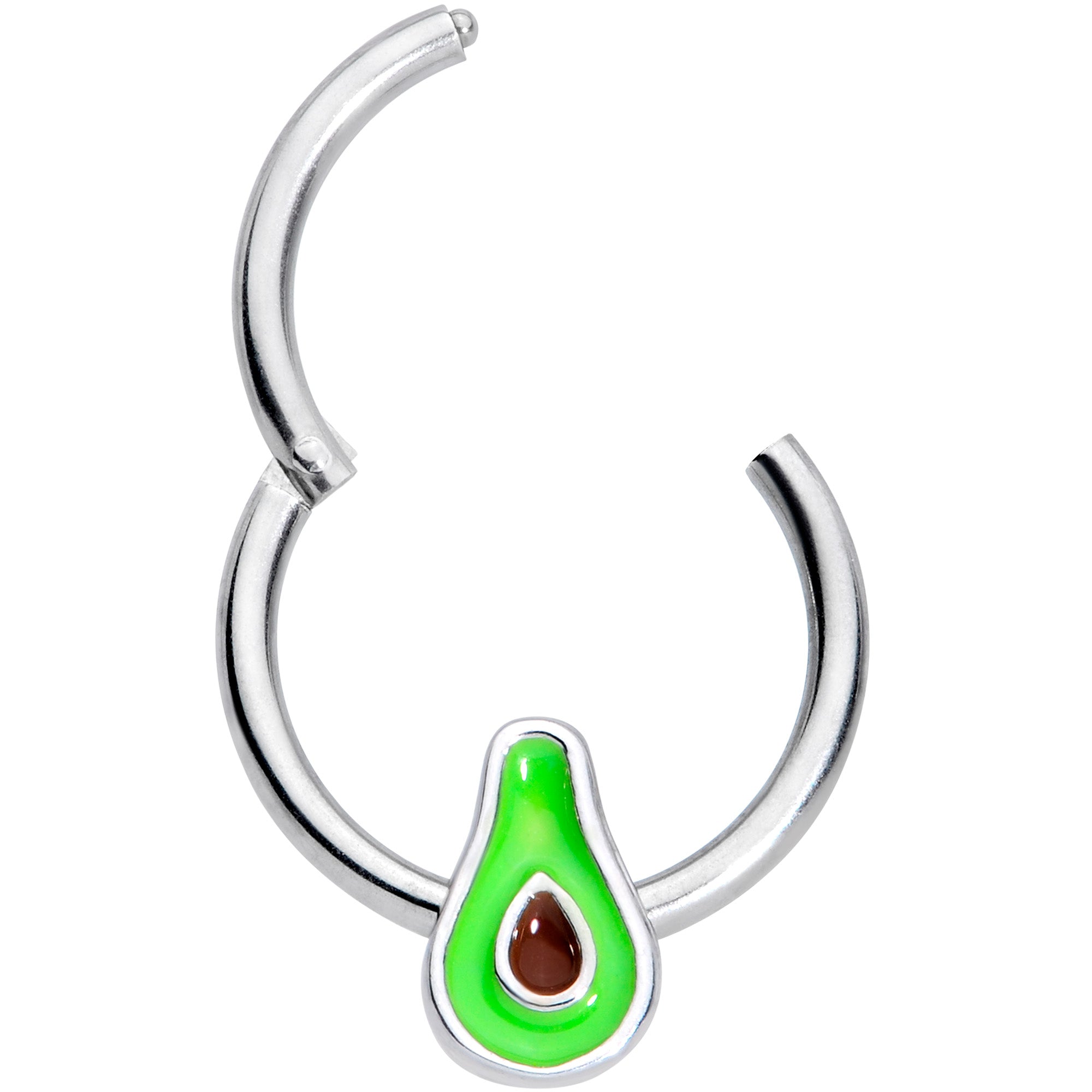 16G 3/8 Groovy Green Avocado Fruit Hinged Segment Ring