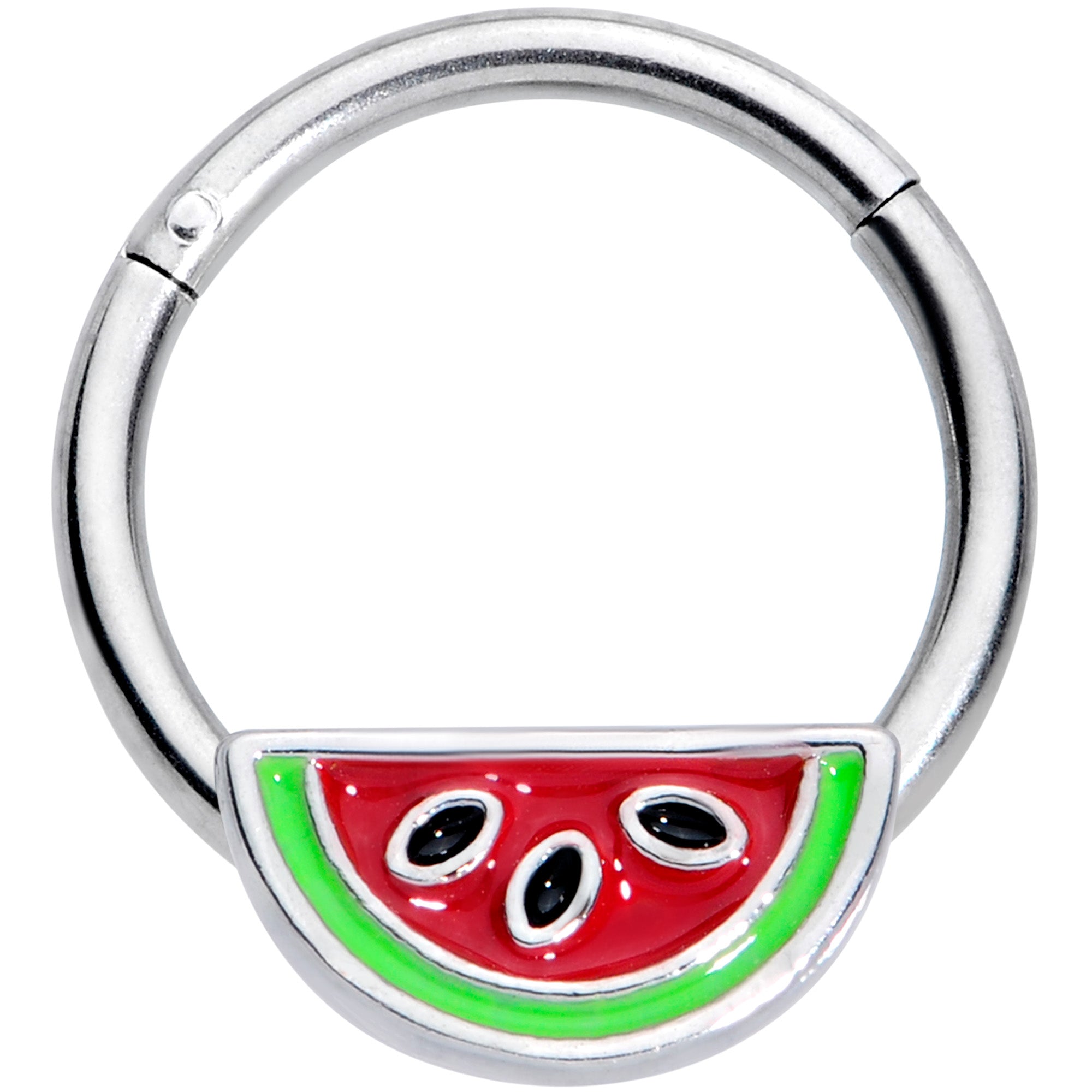 16G 3/8 Red Green Juicy Watermelon Fruit Hinged Segment Ring